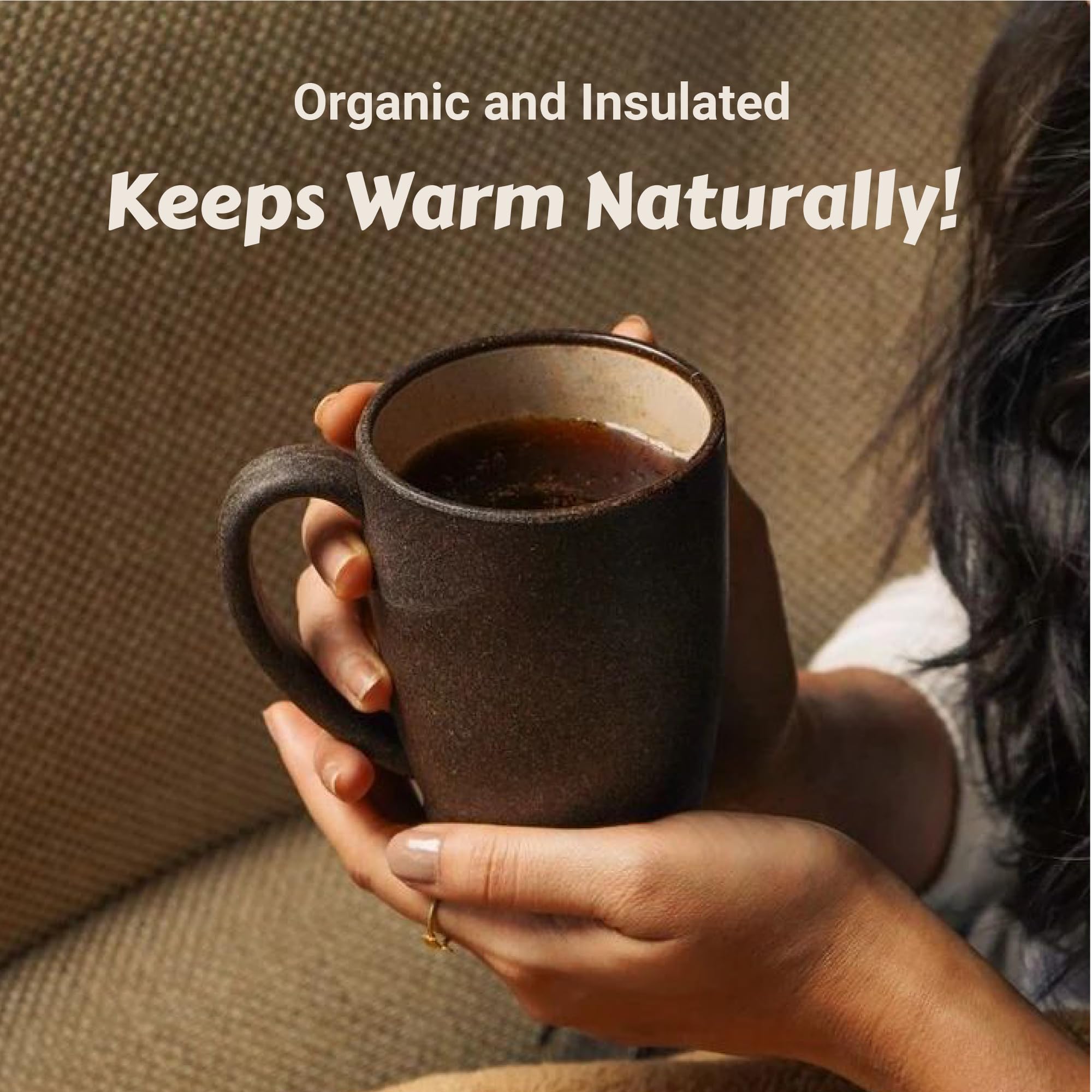 Mae Coffee Mug With Lid | 370 Ml | Crafted From Used Coffee Grounds | Eco Friendly & Sustainable Cup | Insulated | Microwave Saf