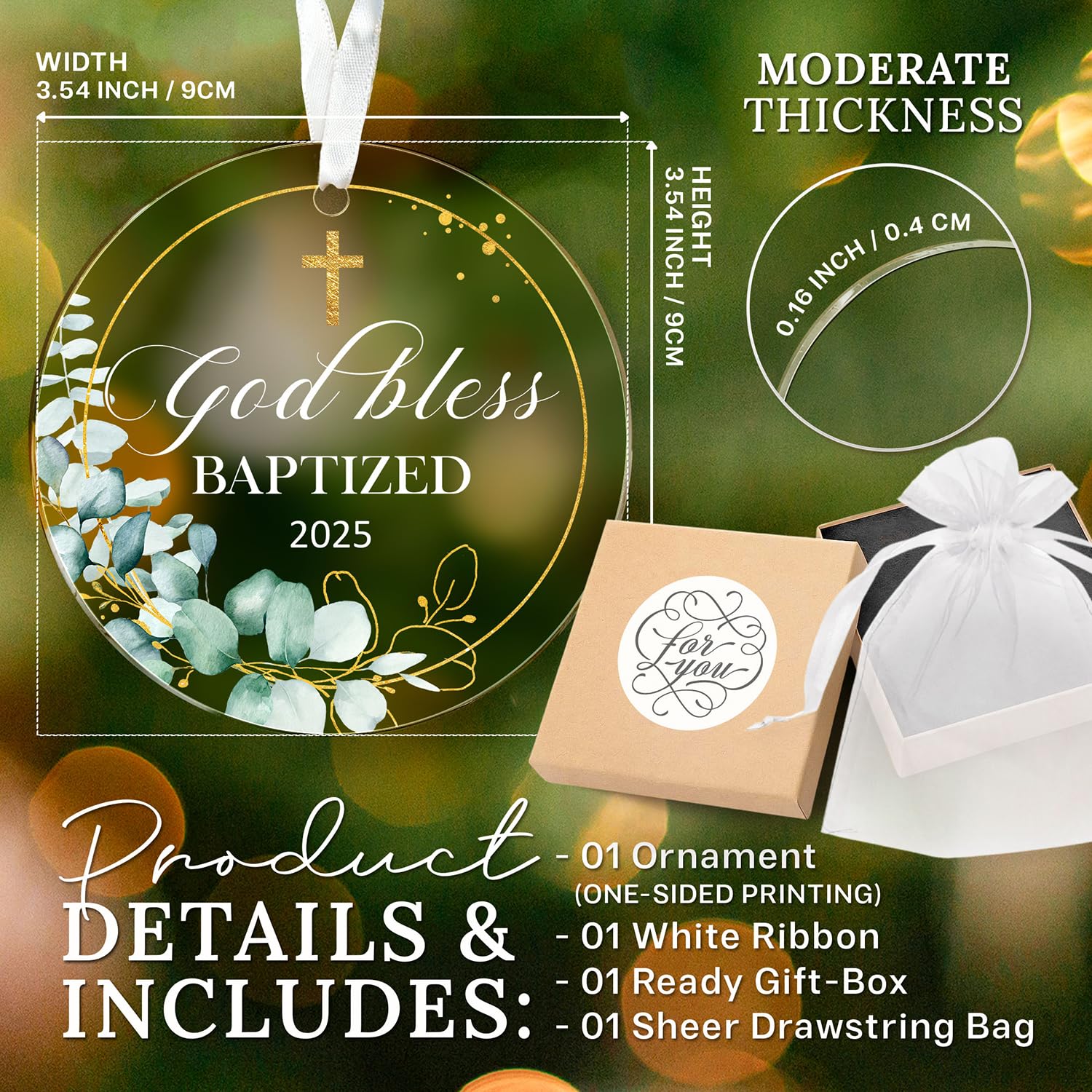 HEXMOZ Baptism Gifts - Christening Gifts for Boys Girls Kids Adults Men Women - Baby Boy, Girl Catholic Baptism Gift for Godson,