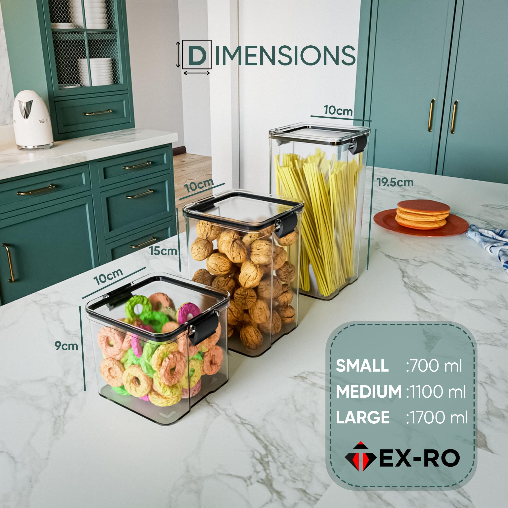 Tex-Ro Air Tight Containers For Kitchen Organizer Storage Set, Kitchen Accessories Items Kitchen Storage Set Pantry Organization