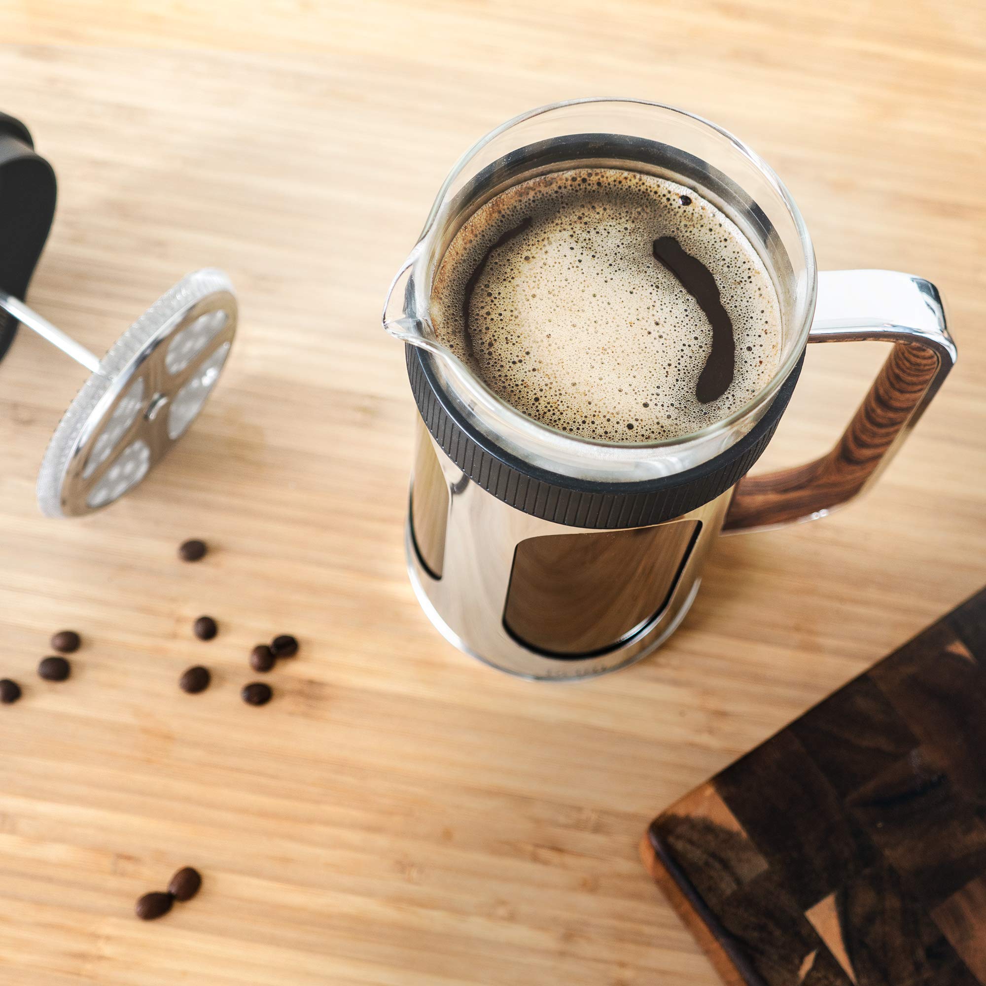 Brim 8 Cup French Press, Quickly Brew Coffee In Under 5 Minutes, Classic Design With Modern Twist, Dishwasher Safe Carafe For Ea