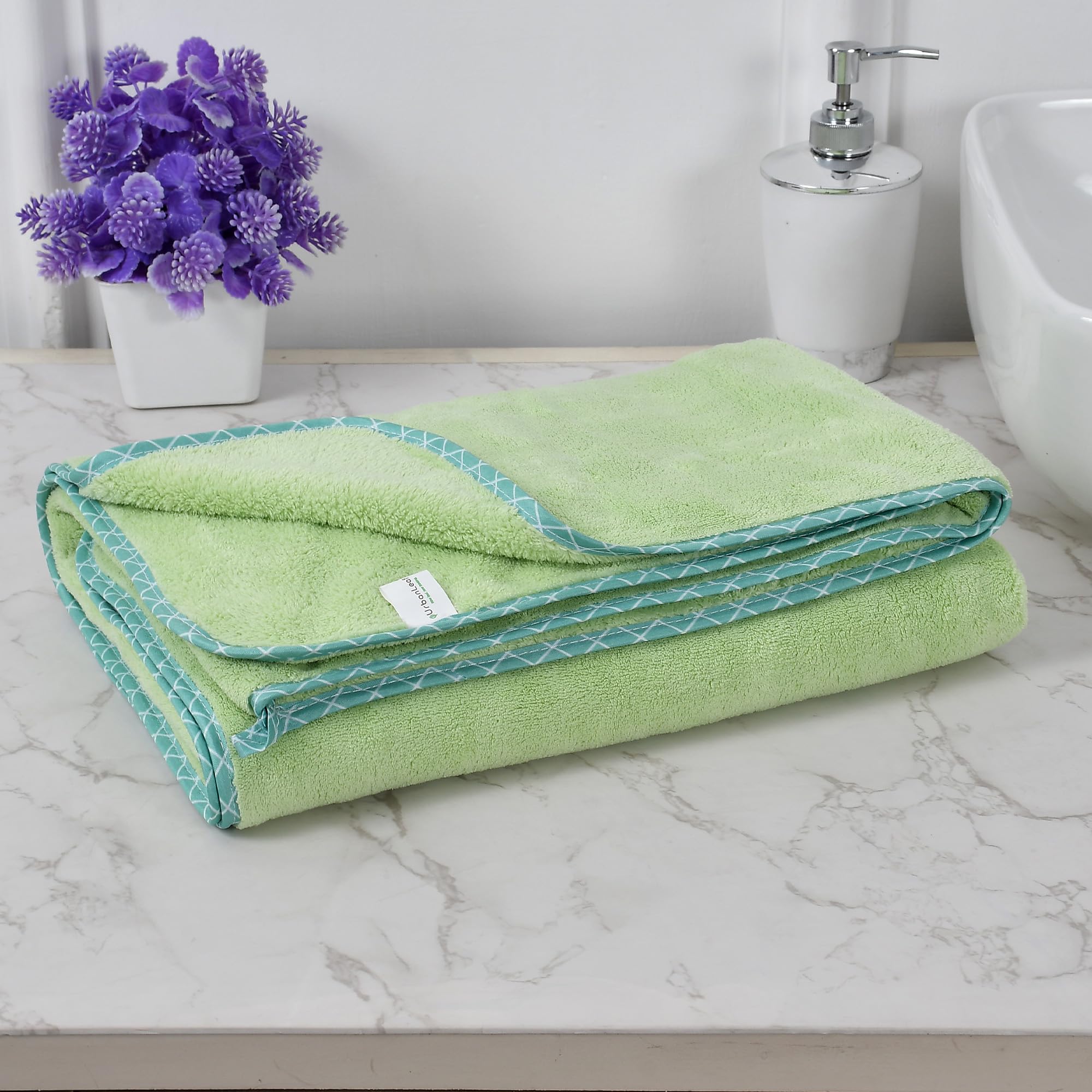Urbanleaf Microfiber Large Bath Towel | Quick Dry Super Absorbent - Bath Towel For Men And Women | Pista Green | Towel For Bath,