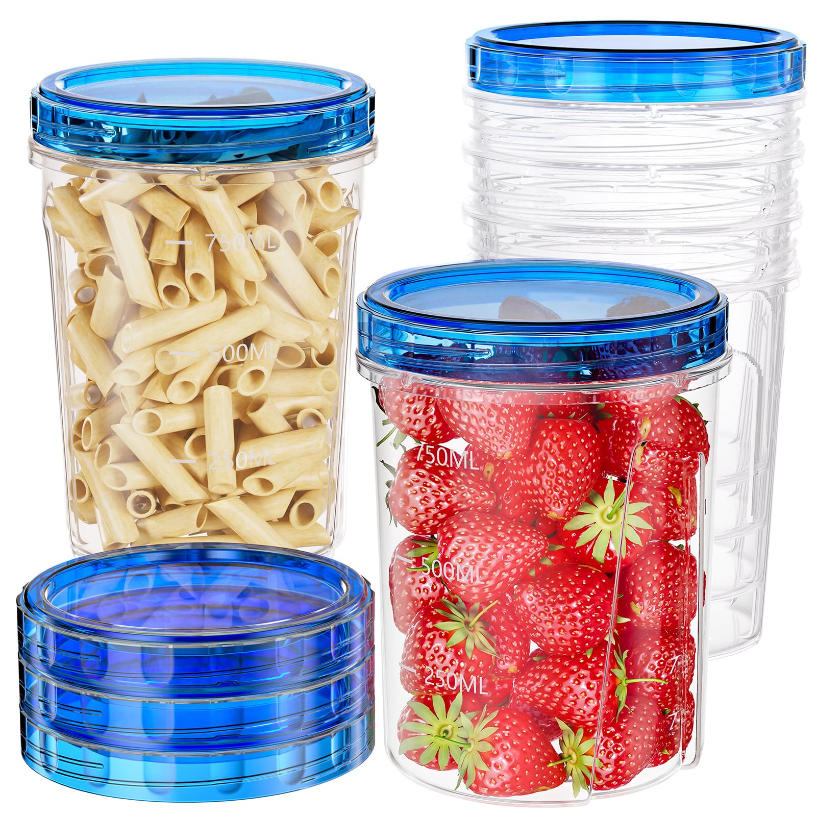 Freezer Storage Containers, Food Storage Containers with Leakproof Twist Top Lids, Stackable Plastic Containers with Lids, Reusa