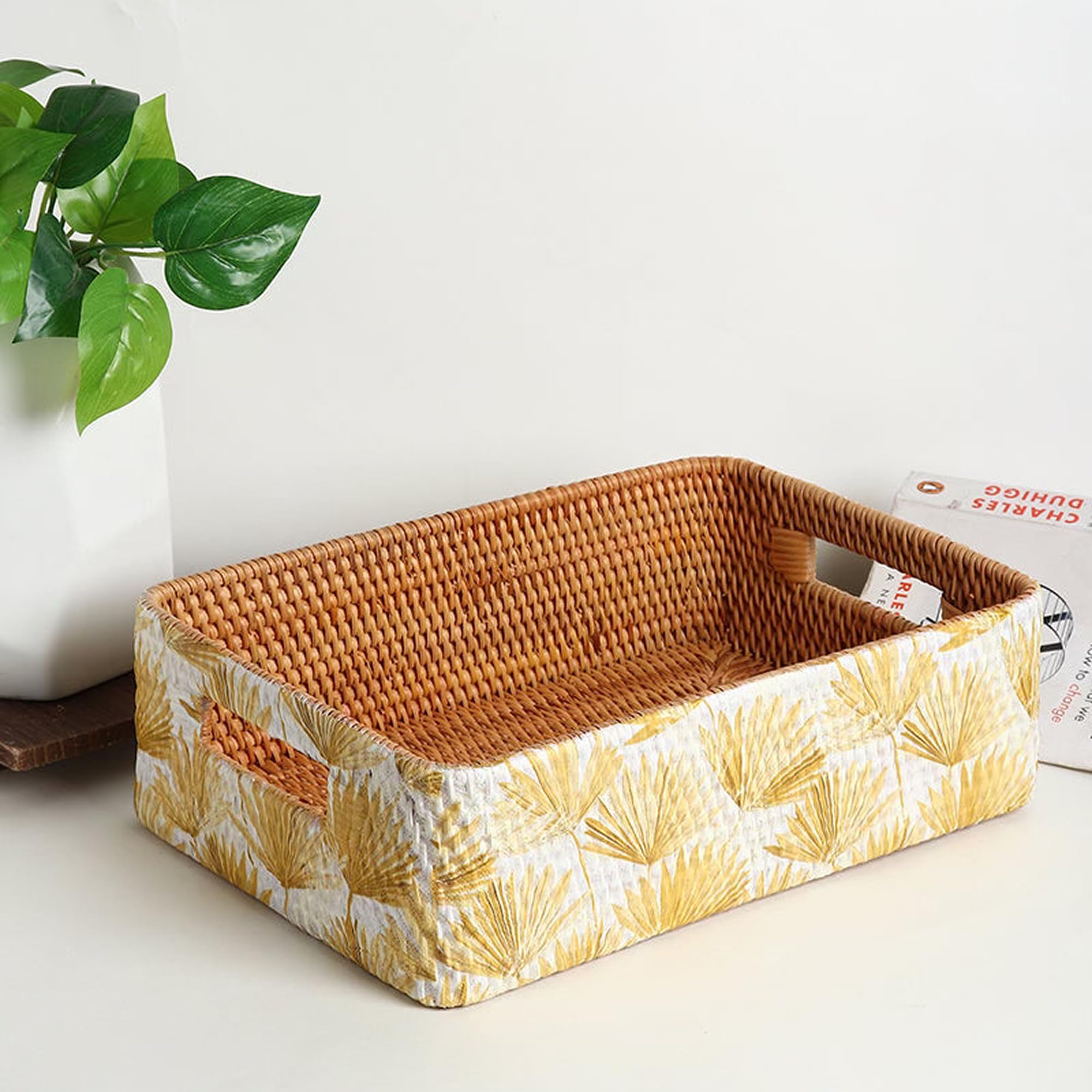 Habere IndiaAll The Cultures Fabricating India Rattan Serving Tray | Organiser Trays | Tea Trays For Serving | Wooden Tray For 