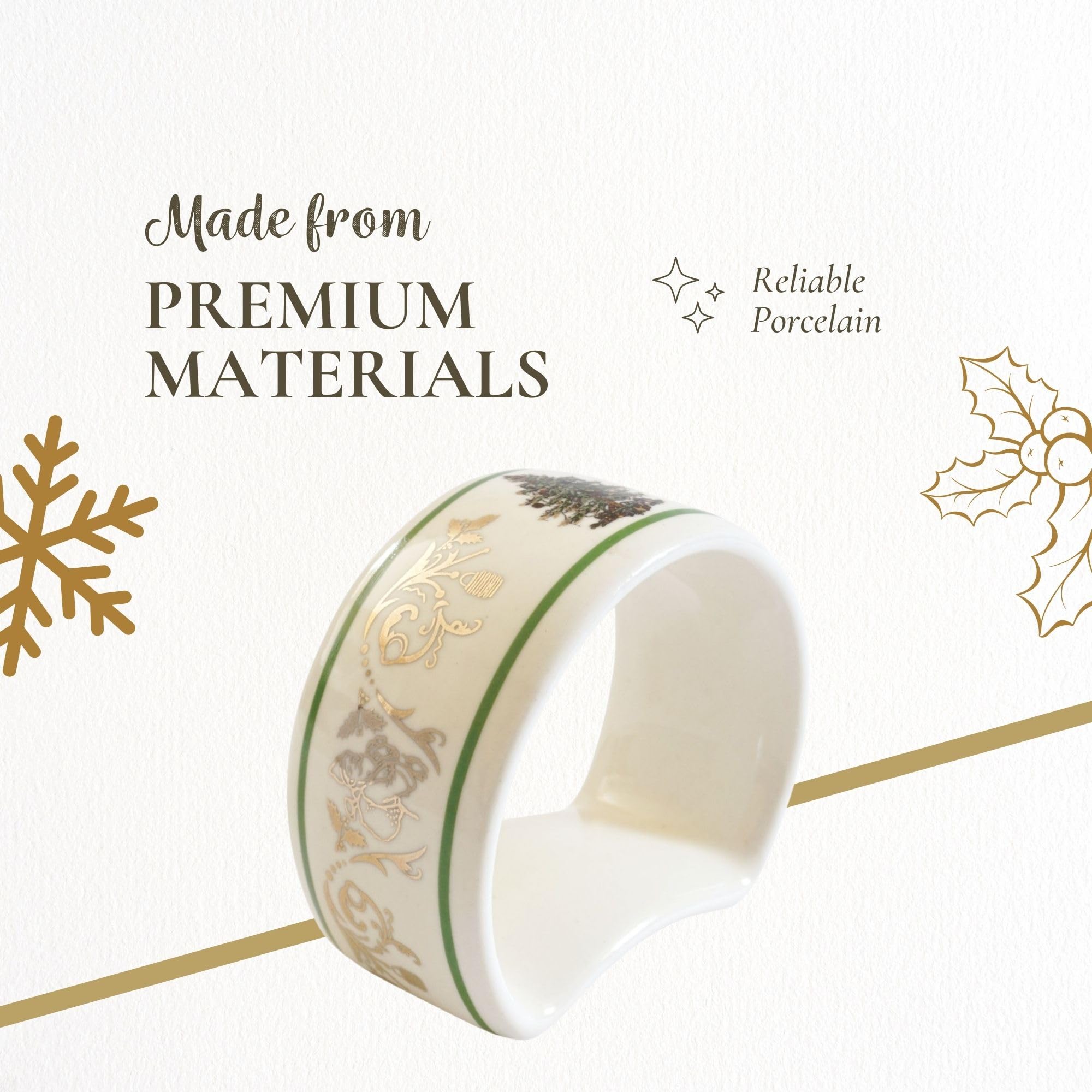Spode Christmas Tree Gold Napkin Ring  Set of 4 Christmas Napkin Rings  made of Fine Porcelain  2.75 Inch Perfect for Christmas D?cor or Holiday Gift