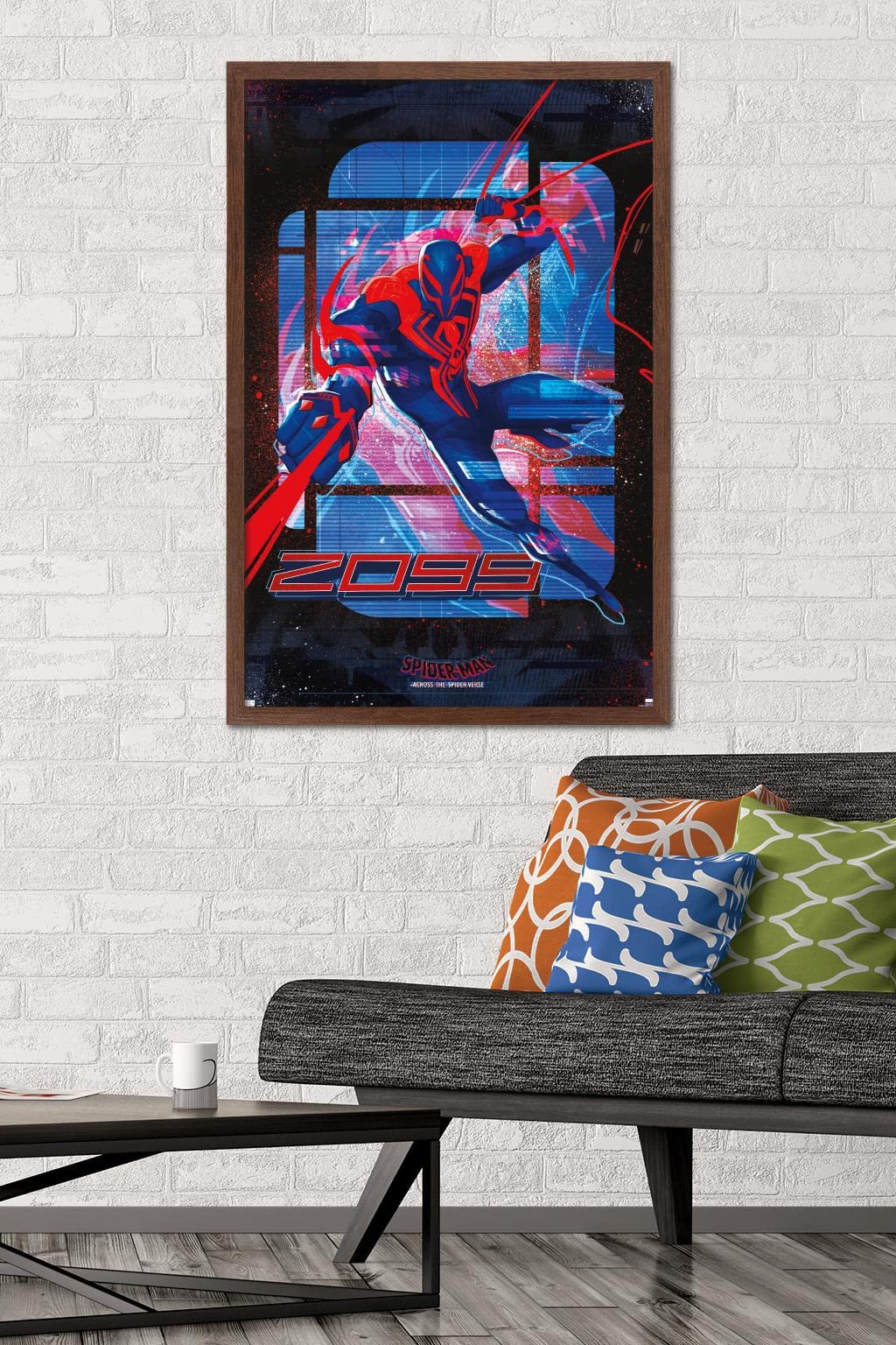 Trends International Marvel Spider-Man: Across The Spider-Verse - Spider-Man 2099 Wall Poster, 22.37'' X 34.00'', Mahogany Frame