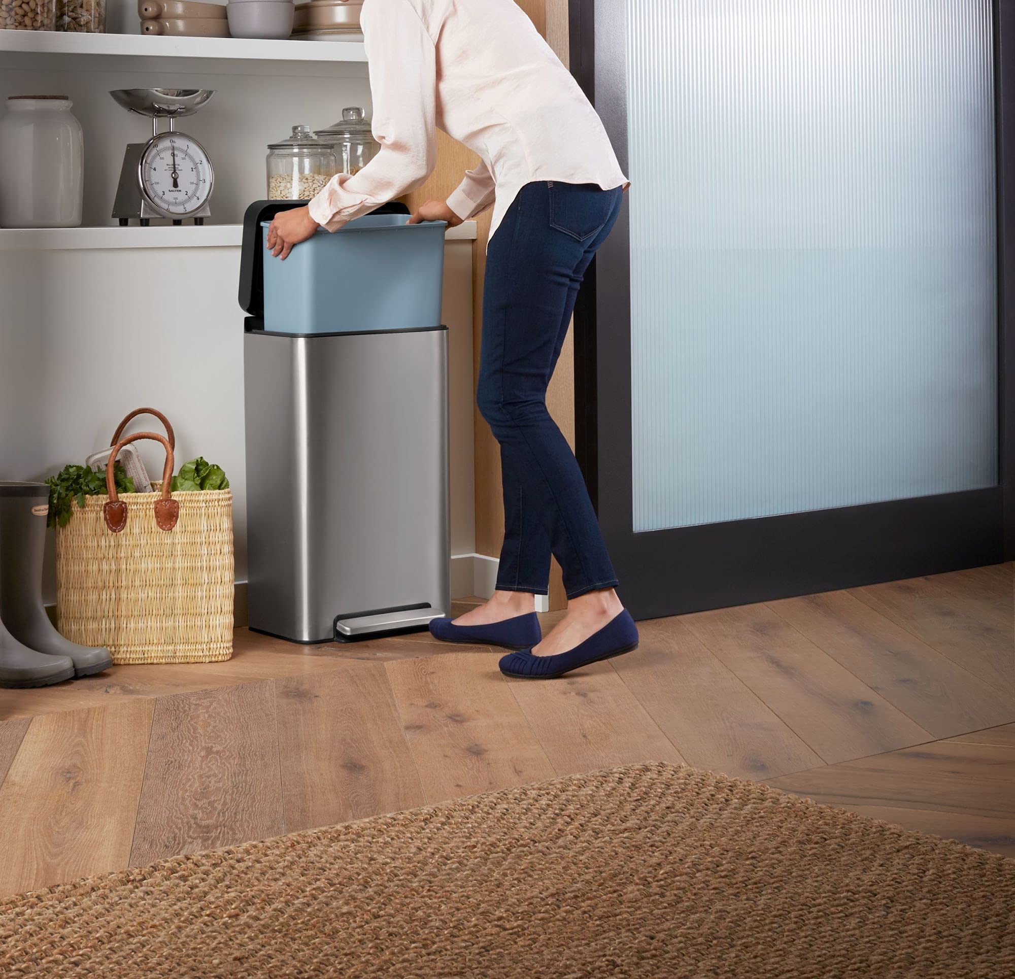 Kohler 8 Gallon Tall Hands-Free Kitchen Step Can, Trash Can With Foot Pedal, Quiet-Close Lid, Stainless Steel, K-20941-St