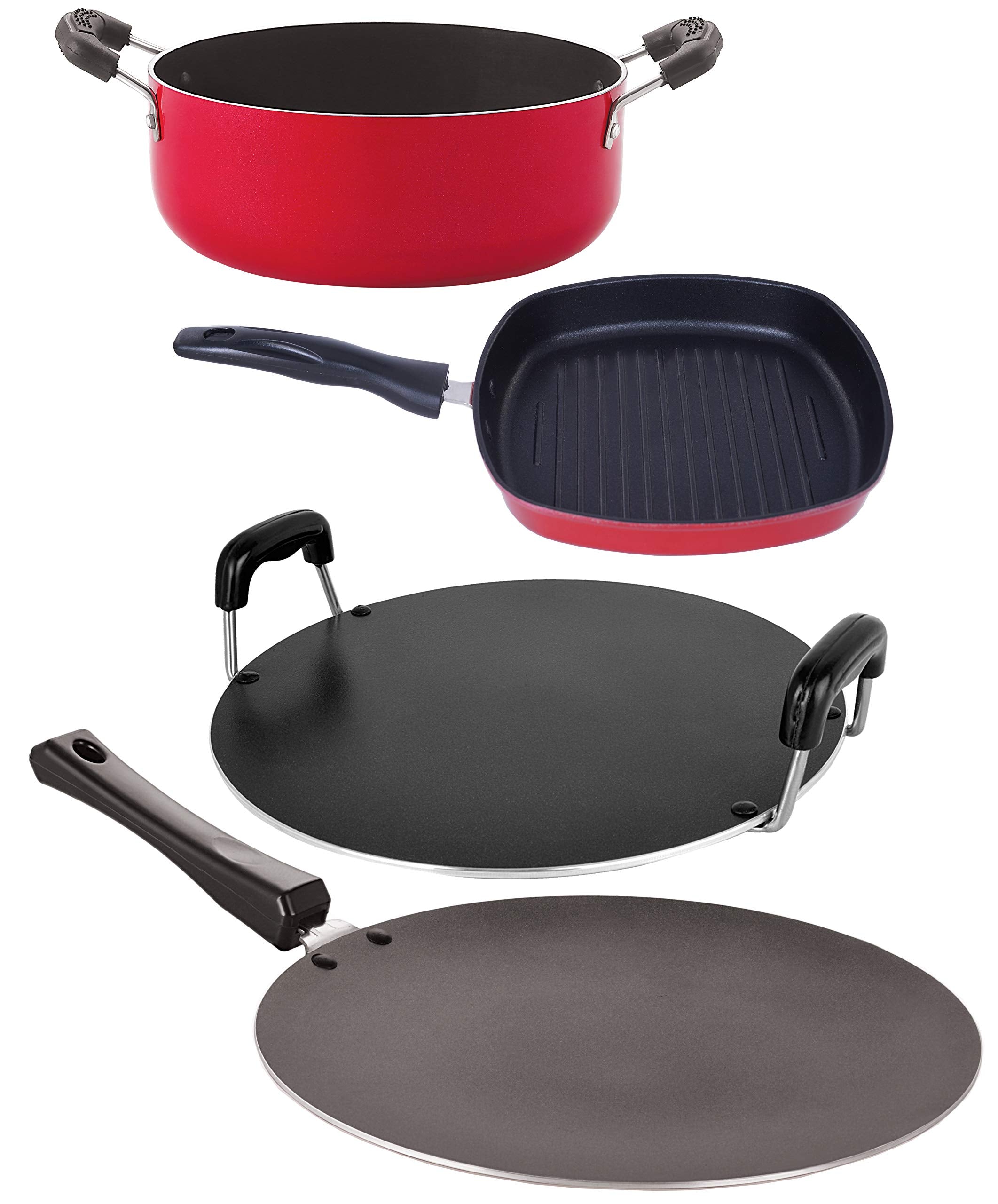 Nirlon Non Stick 3 Layer Kitchen Ware Set 4 Piece With Bakelite Handle