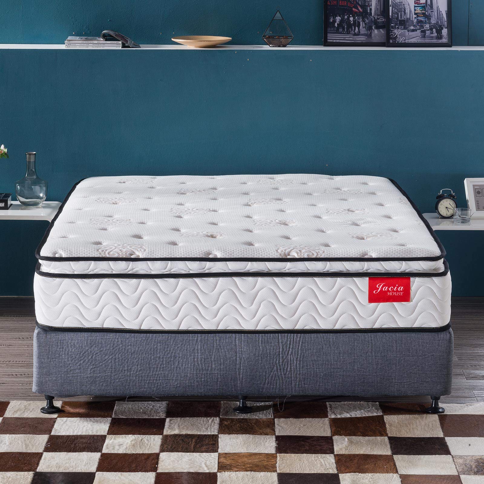 Jacia House Full Mattress 11.4 Inch Memory Foam Innerspring Independently Encased Coil Hybrid Mattress - Pillow Top Mattress - B