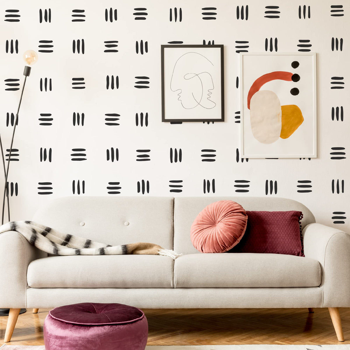 Shyjshyj 3 Lines Black Vinyl Wall Decals, Peel And Stick Modern Abstract Boho Wall Art Stickers Kids Nursery Bedroom Living Room