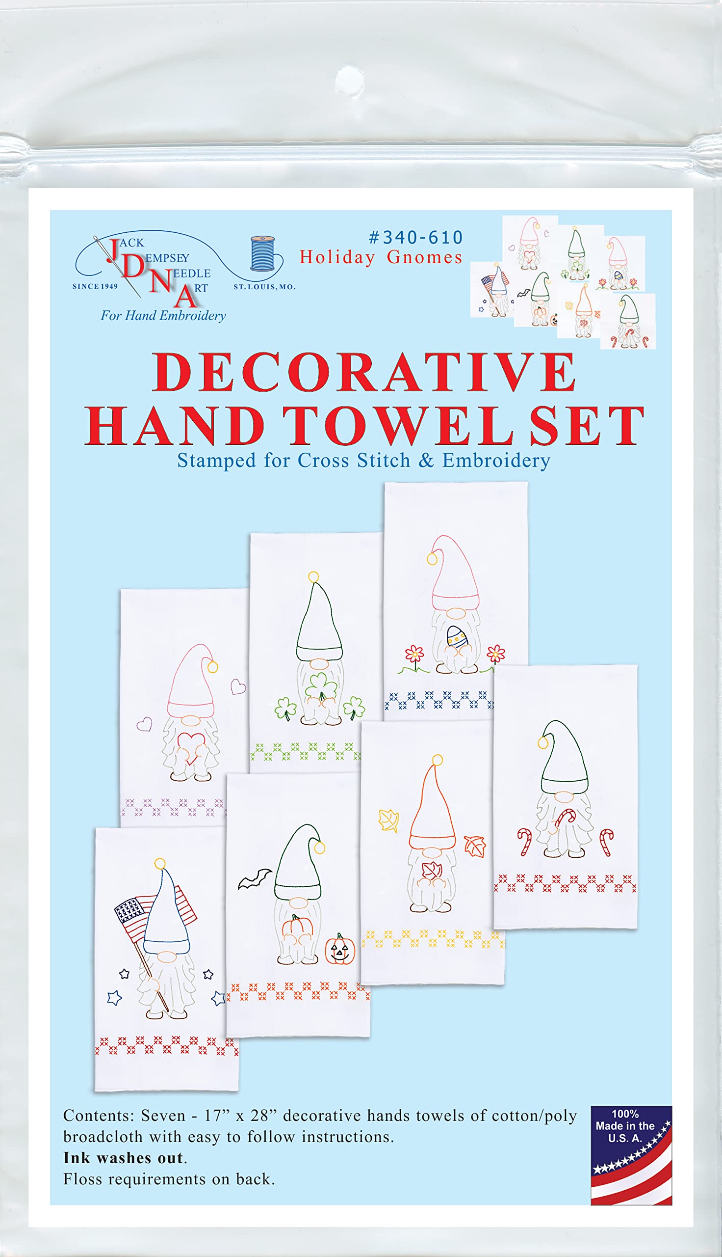 Jack Dempsey Holiday Gnome Hand Towel, White