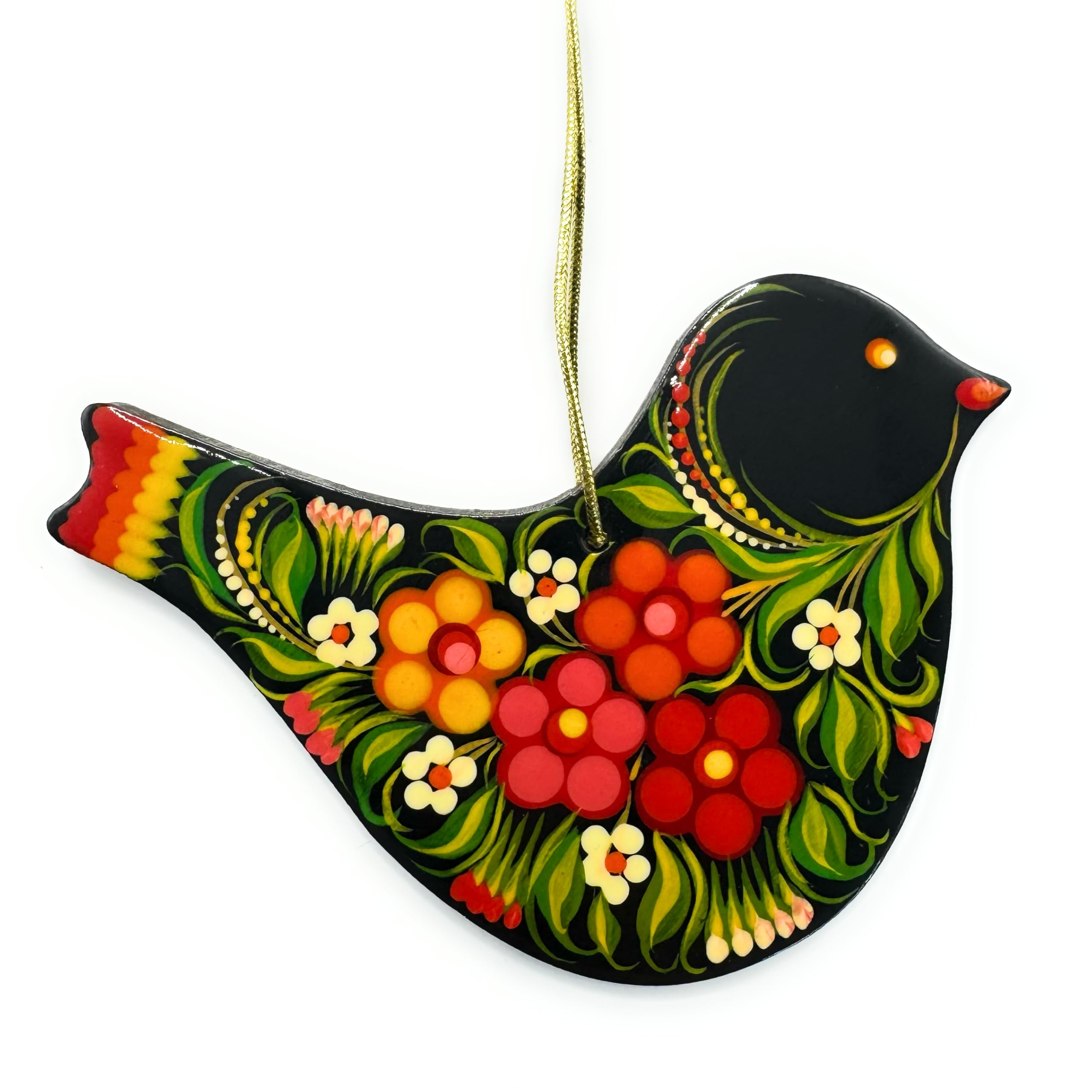 Bird Christmas Ornament Country Christmas Art 4,3 x 3,3 x 0,2 inch Wooden Hand-Painted Both Sides Christmas Tree Easter Window S