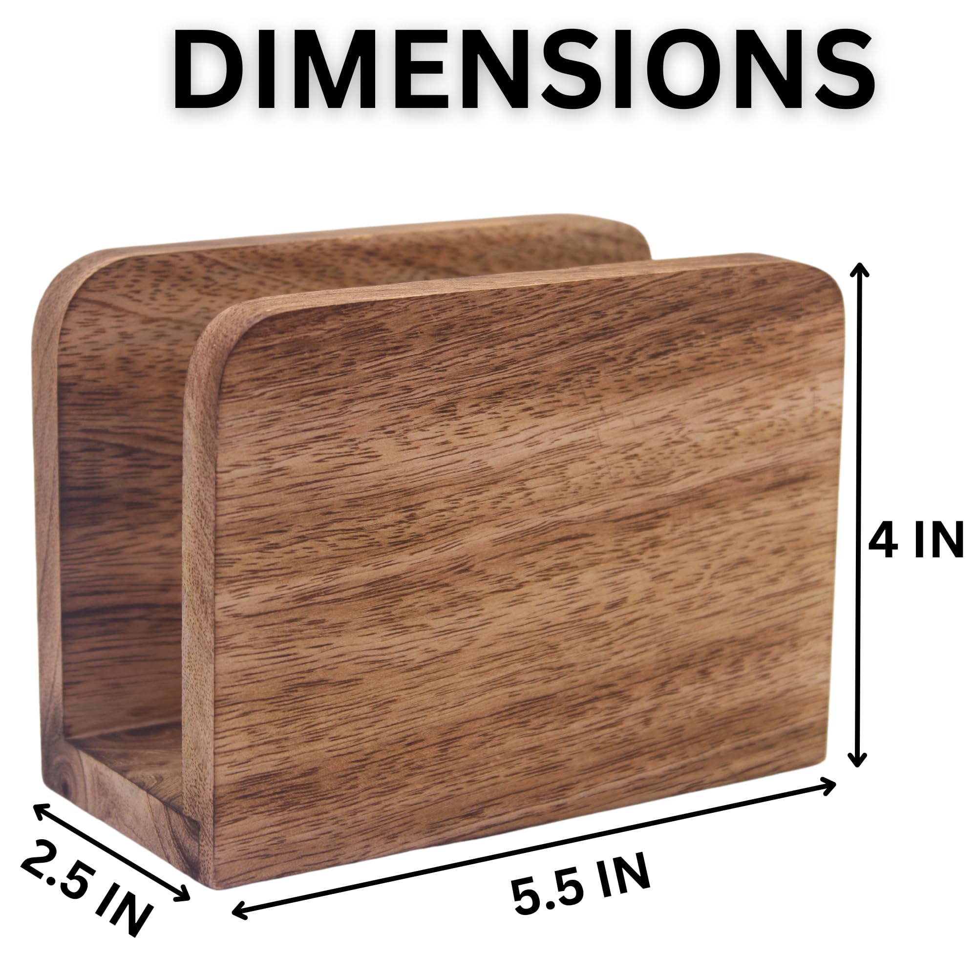 Kc Kullicraft Mango Wood Burning Finish Napkin Holders Upright Paper Napkin Storage Dispenser For Kitchen, House, Party, Restaur