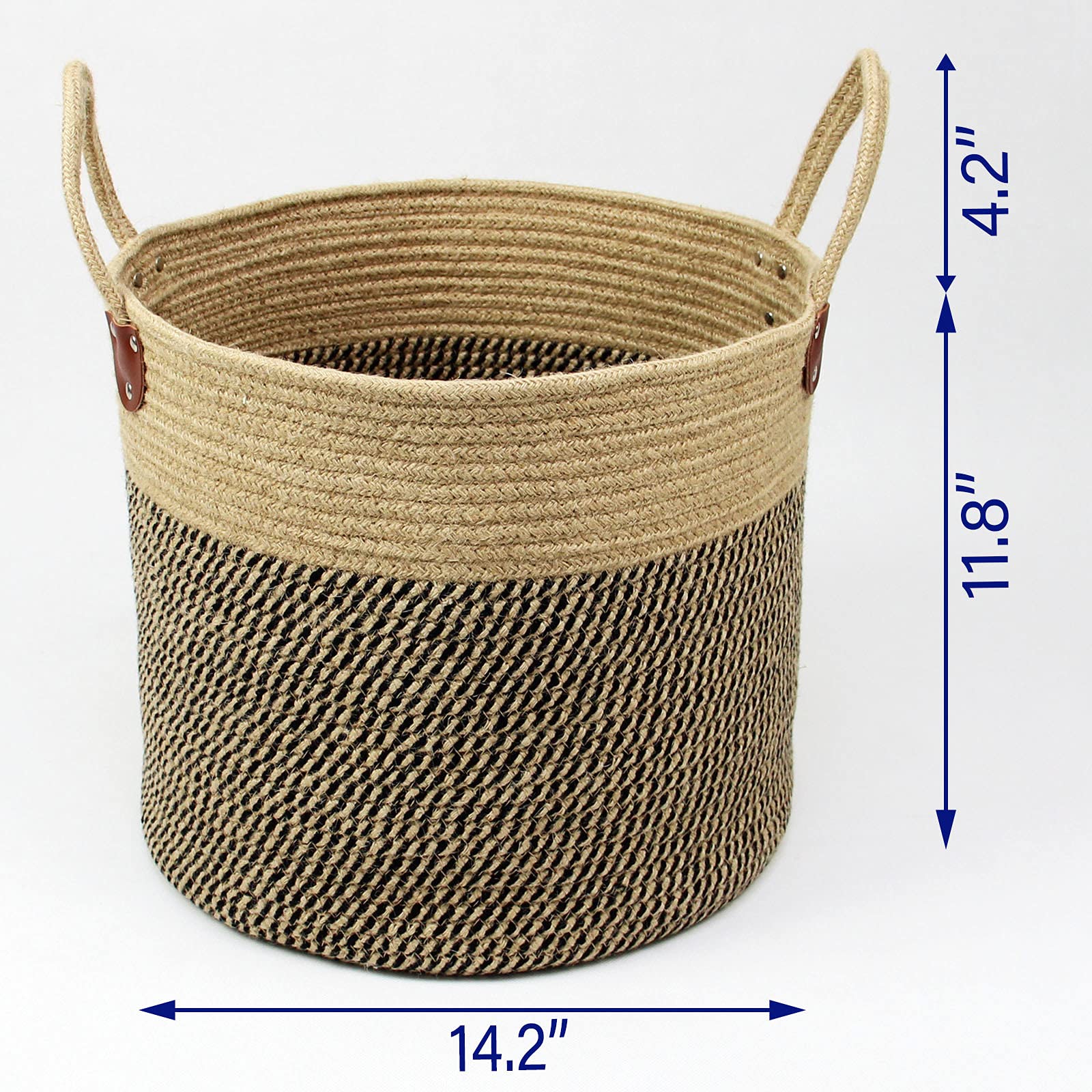 Casaphoria Jute Large Basket Woven Storage Basket With Handles - Natural Jute Laundry Basket For Towels Blanket Basket Home Deco