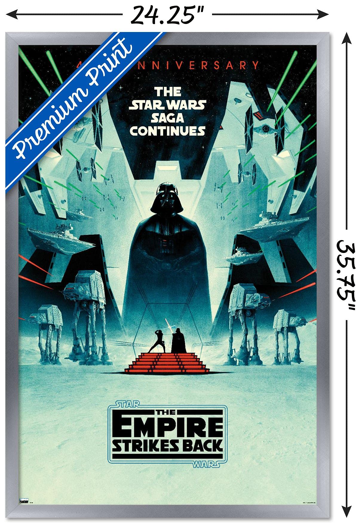 Trends International Star Wars: The Empire Strikes Back - 40Th Anniversary Wall Poster, 22.375'' X 34'', Silver Framed Version