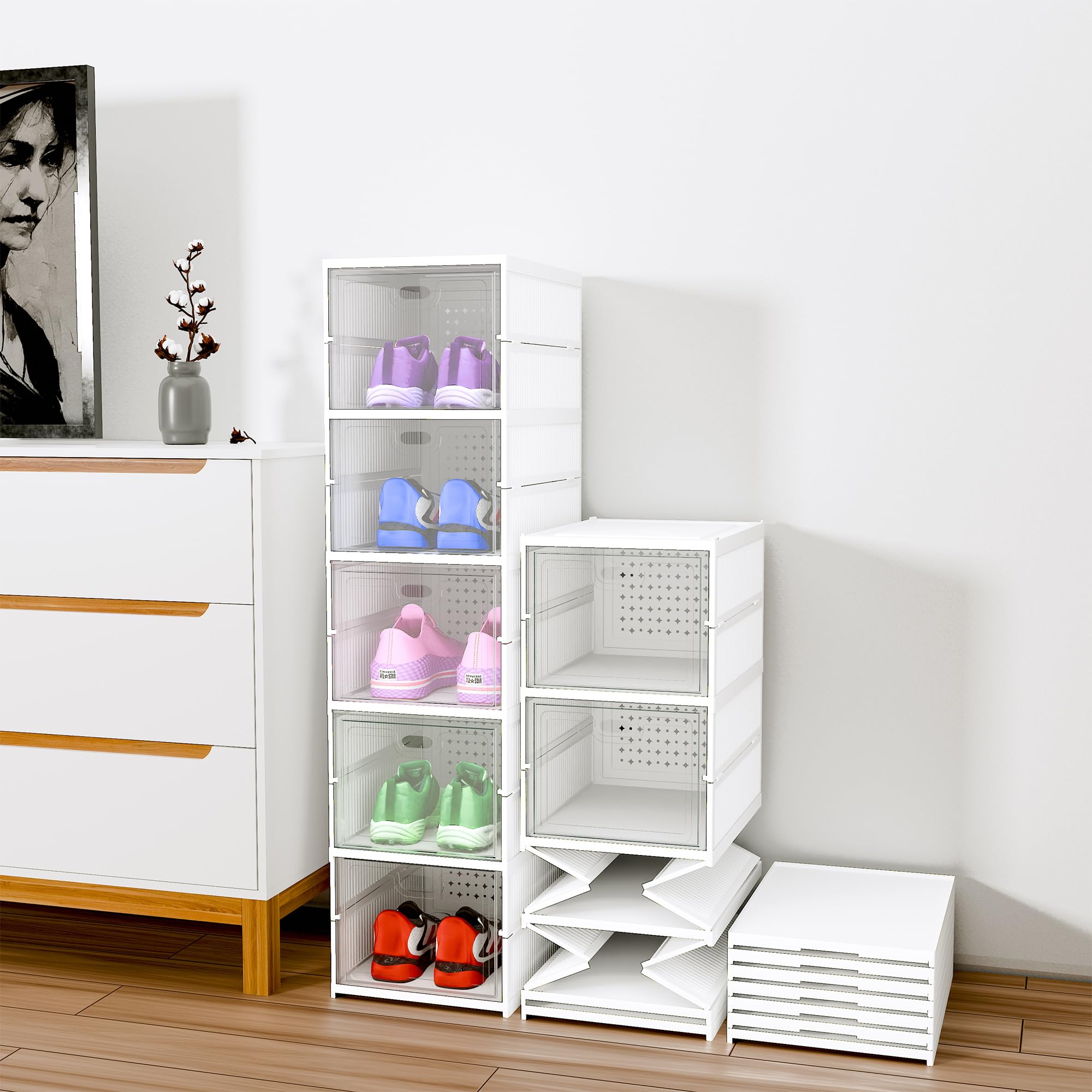 Kuber Industries Plastic Shoe Rack (5Layer) Foldable Sneakers Box | Storage Organizer For Shoe, Slippers & Books | Storage Rack
