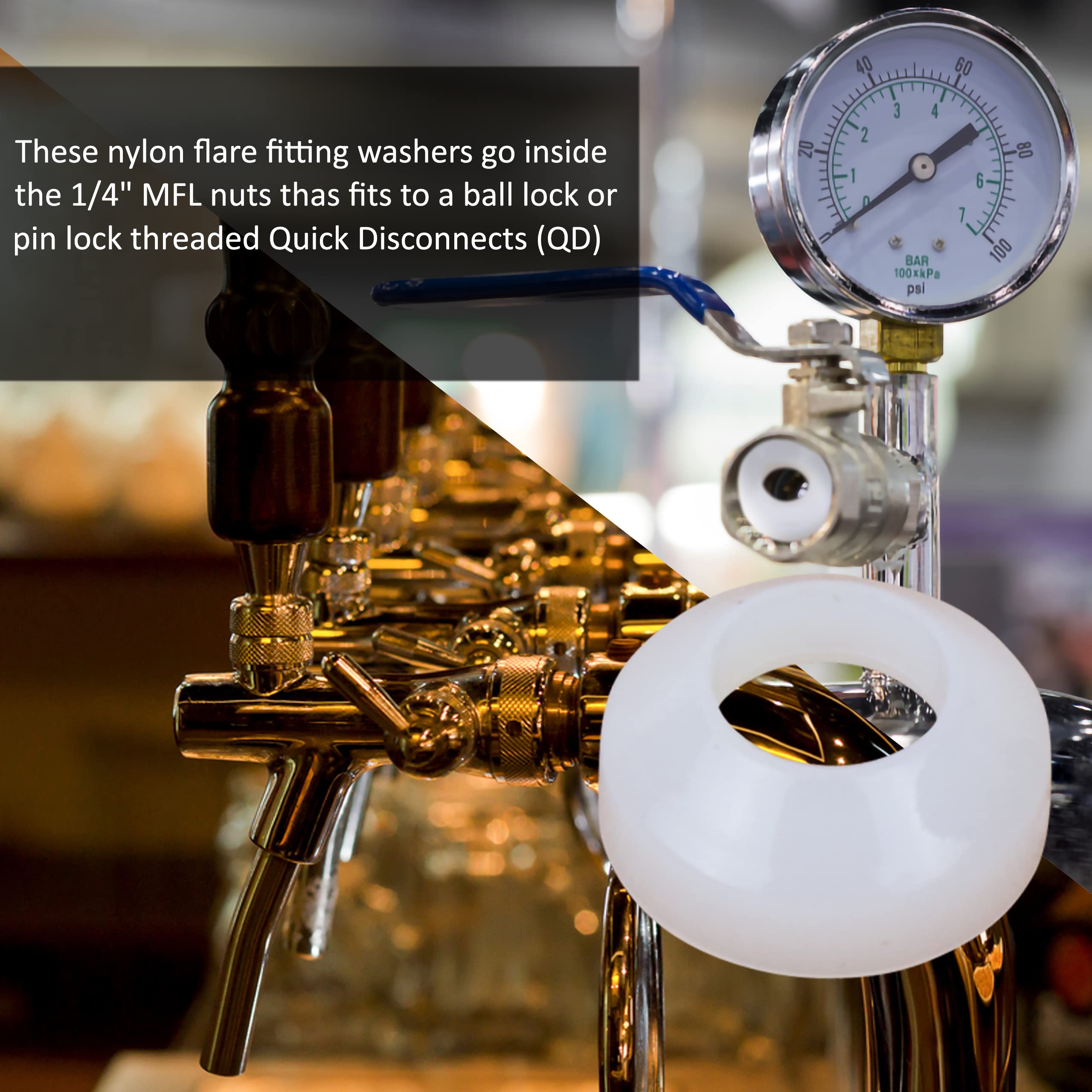 1/4 Inch Flare White Washer - 25 Pack