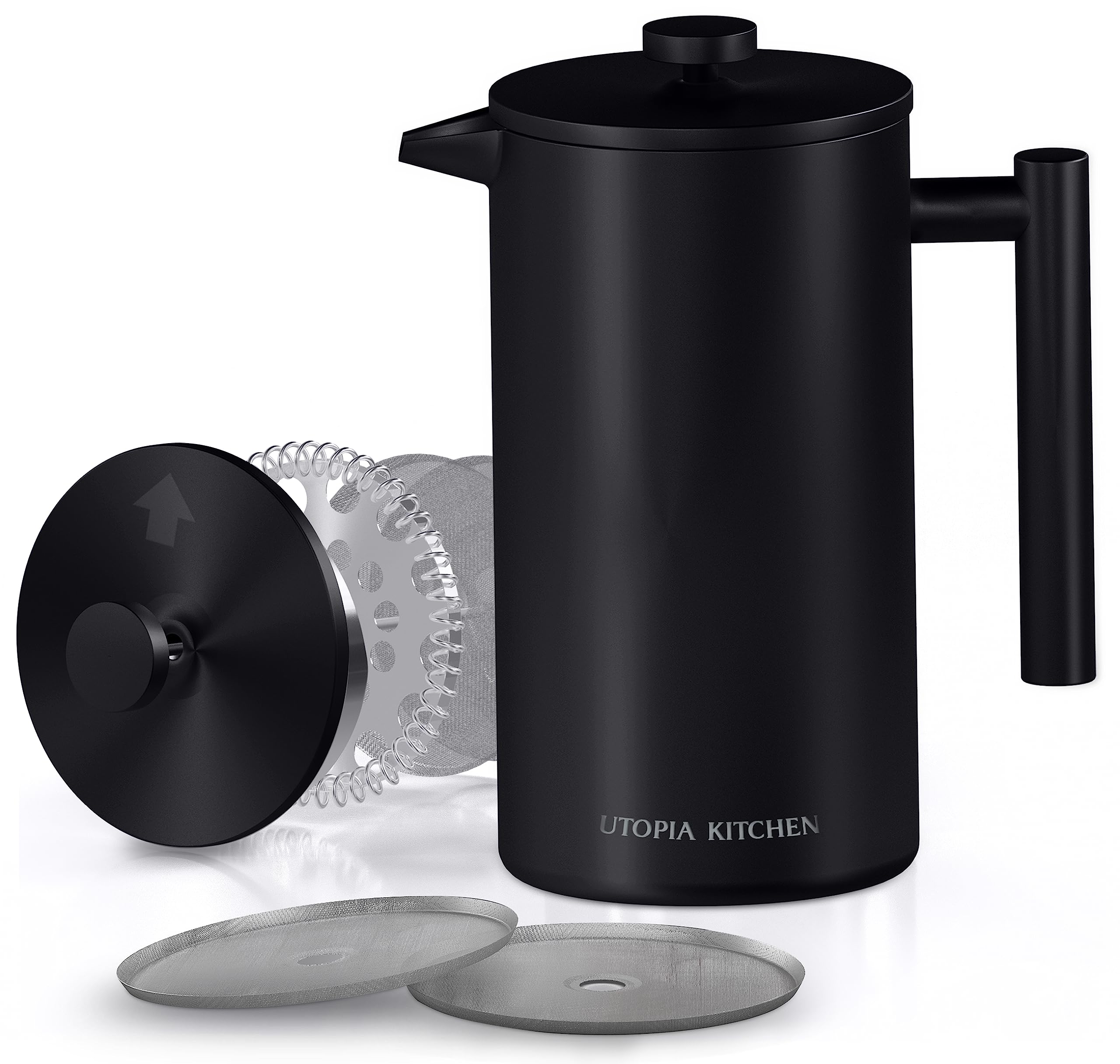 Utopia Kitchen Stainless Steel French Press Coffee Maker 50 Oz, French Press Tea Maker, Camping French Press Coffee Maker, Cold
