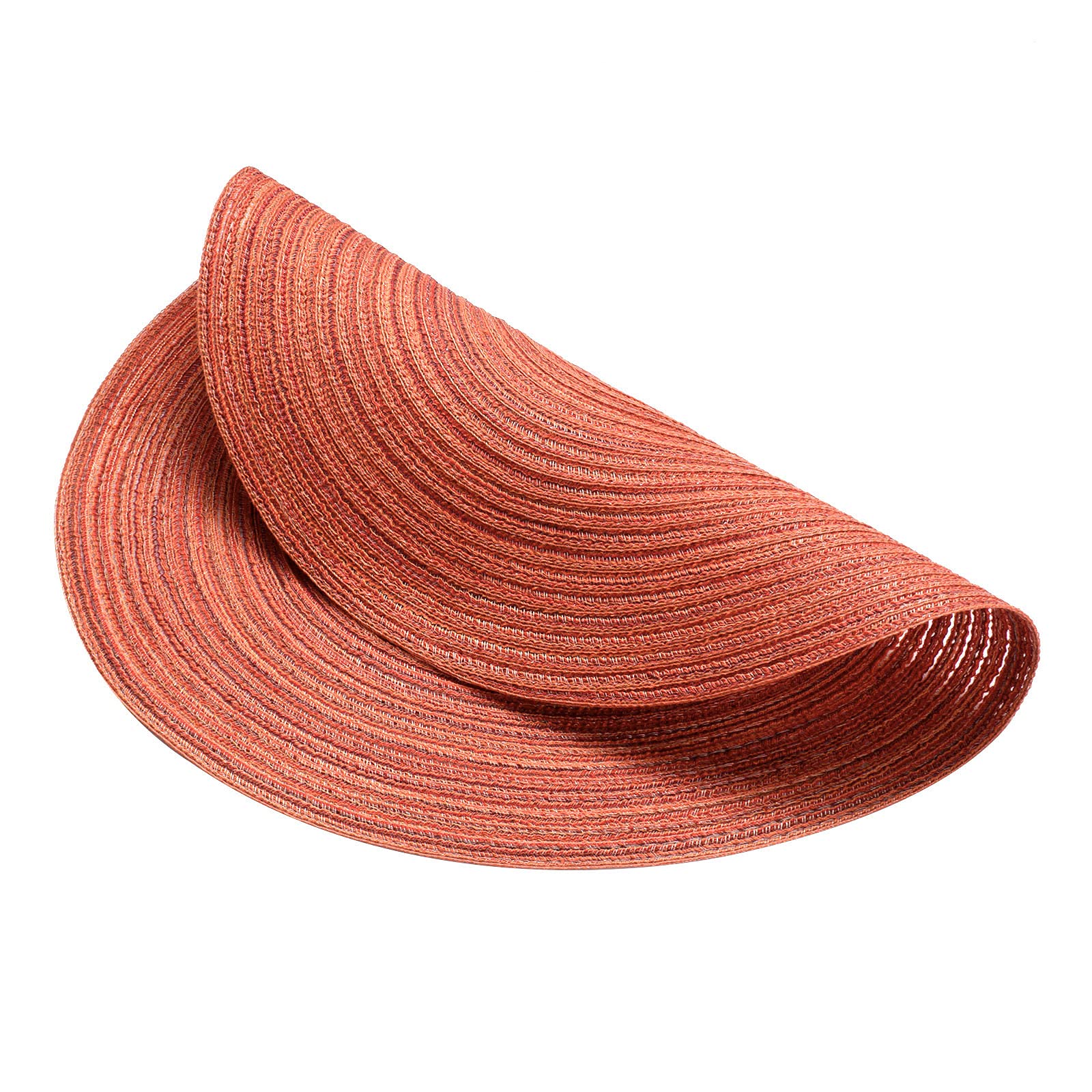 AHHFSMEI Round Placemats Set of 6 Round Braided Placemats 15 Inch Table Mats for Dining Tables Washable Heat Resistant Place mats For Party BBQ Christmas and Everyday Use (dark orange w/o silver yarn)