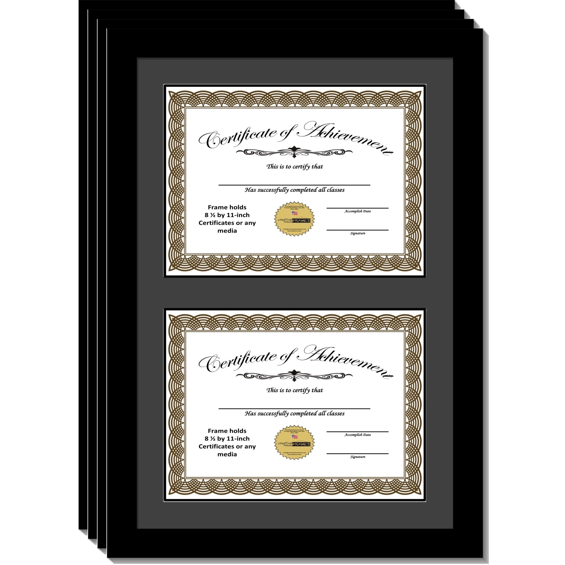Creative Picture Frames 14x20 Black Double Diploma Frame with Black Matting Holds Two 8.5 x 11 -inch Media and Installed Wall Ha