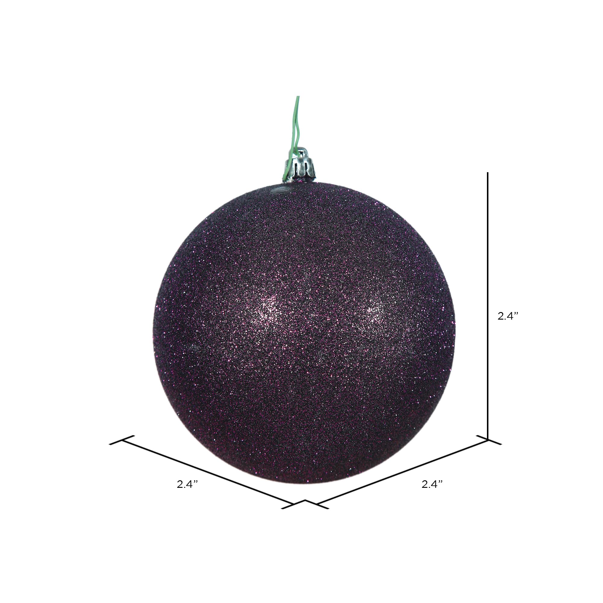 Vickerman 2.4 Plum Glitter Ball Ornament. Includes 24 Ornaments per Pack.