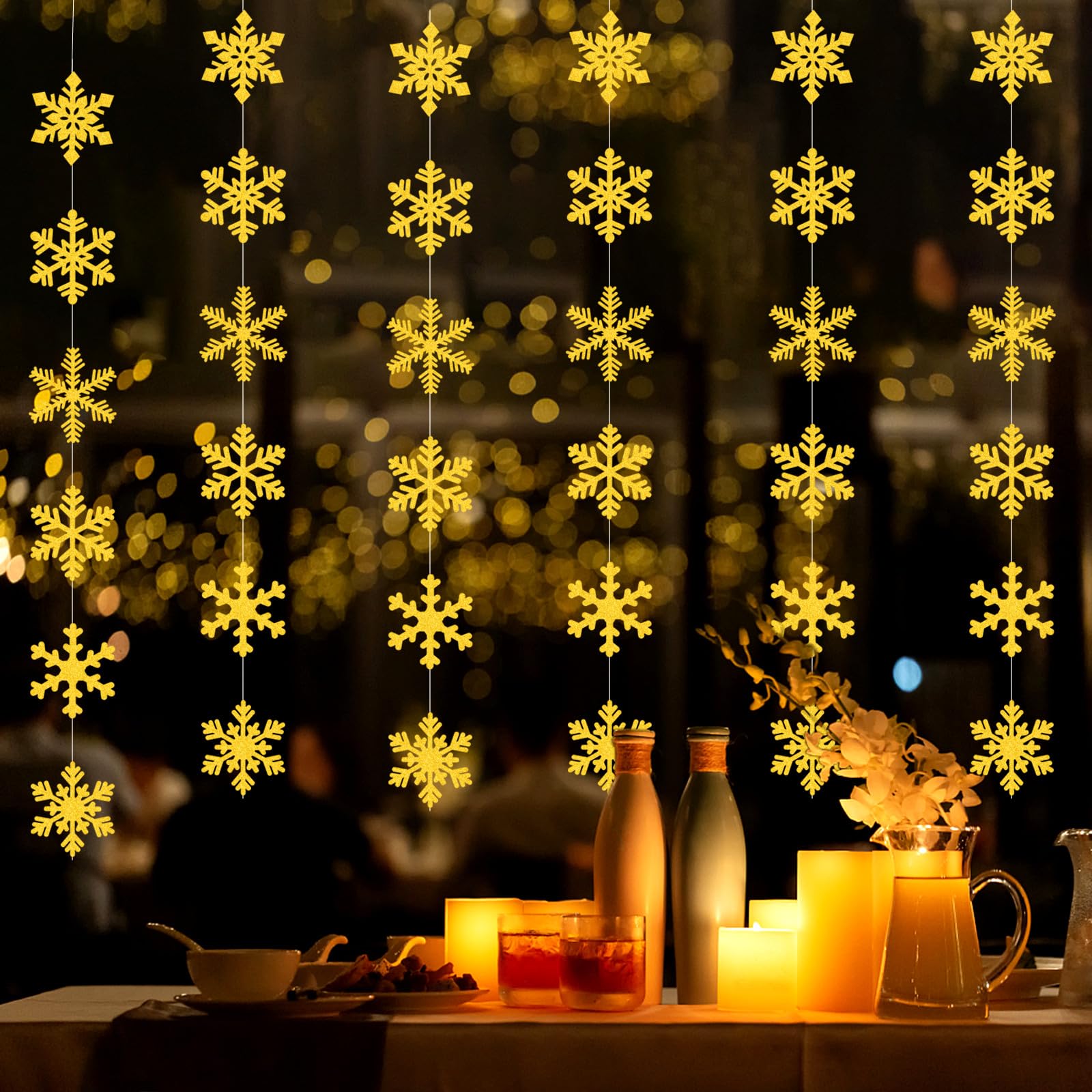 Gold Snowflake-Snow Christmas Party-Decorations Garland - 6pcs Winter Girl Boy Birthday New Year Hanging Decoration Streamers Ba