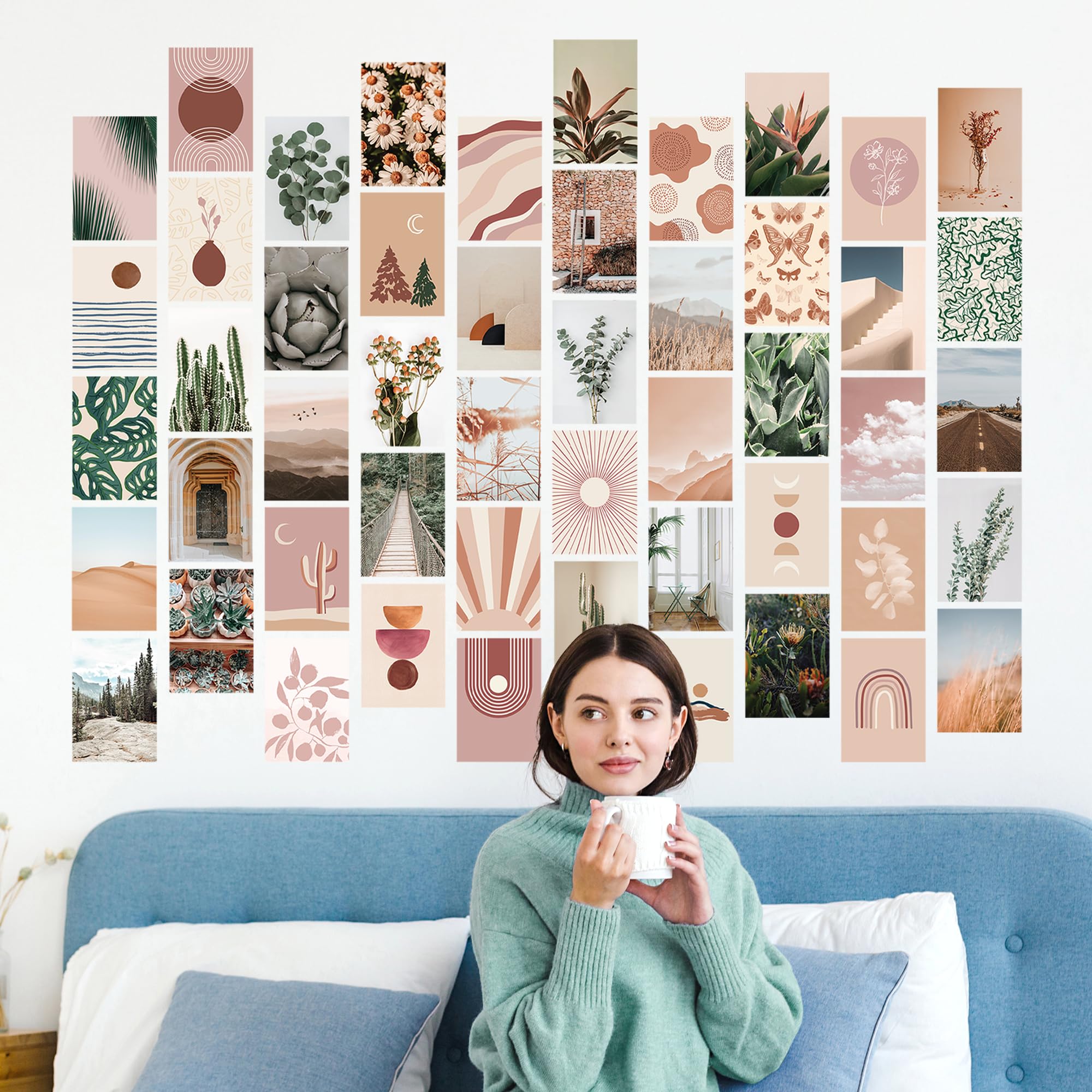 Artivo Boho Wall Collage Kit For Teen Girls, Cute Room Decor, Aesthetic Wall Decor Pictures, Boho Wall Art Prints Bedroom Decor,