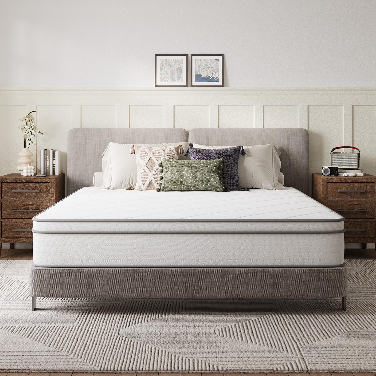 Novilla Full Szie Mattress 12 Inch, Full Mattress Hybrid- Medium Firm With Pocket Springs & Comfort Foam, Cooling Pressure Relie