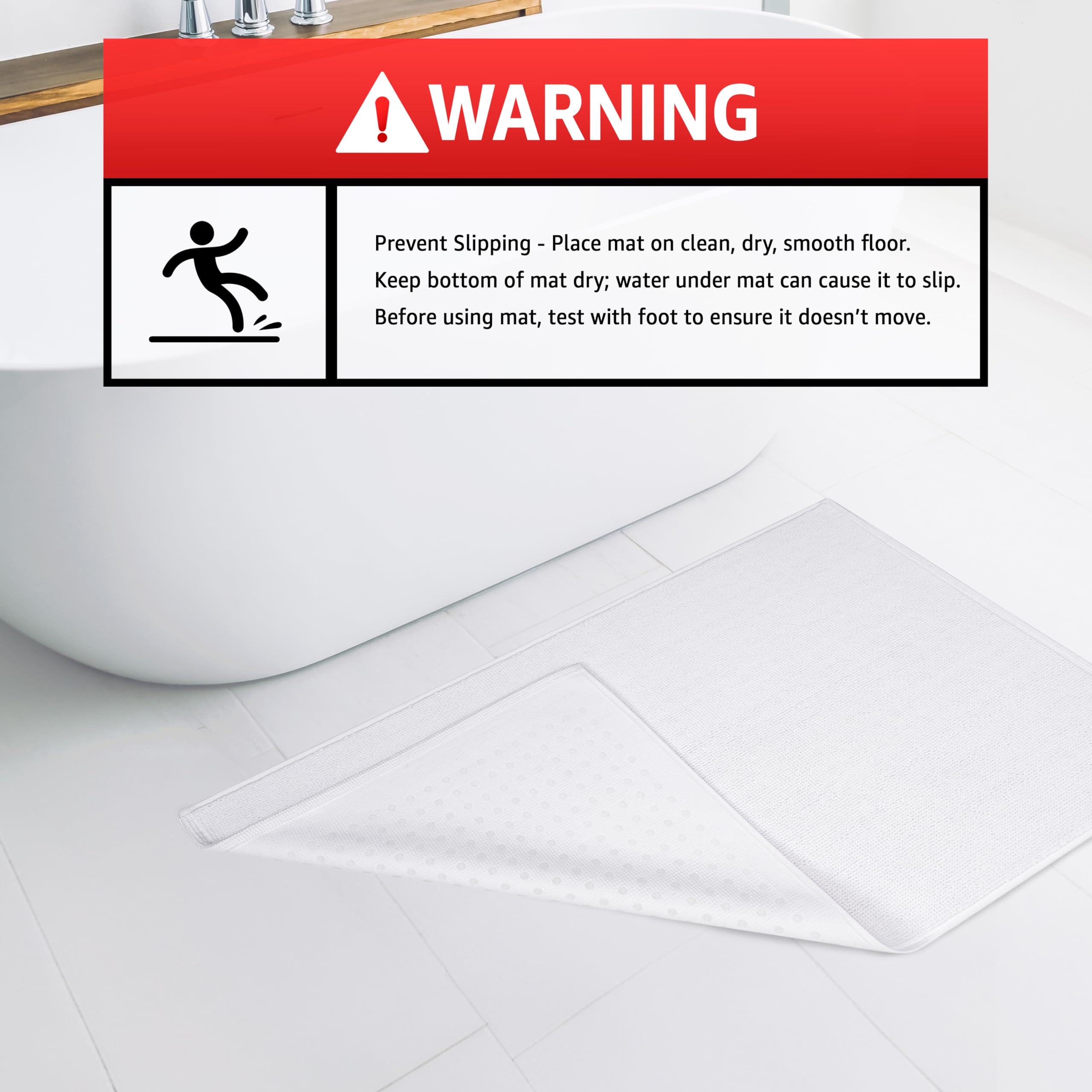 American Soft Linen Bath Rug  17 in 24 in 100% Cotton Bath Mats Rugs for Bathroom  Non Slip Washable Shaggy Form Area Rugs  White Bath Rug