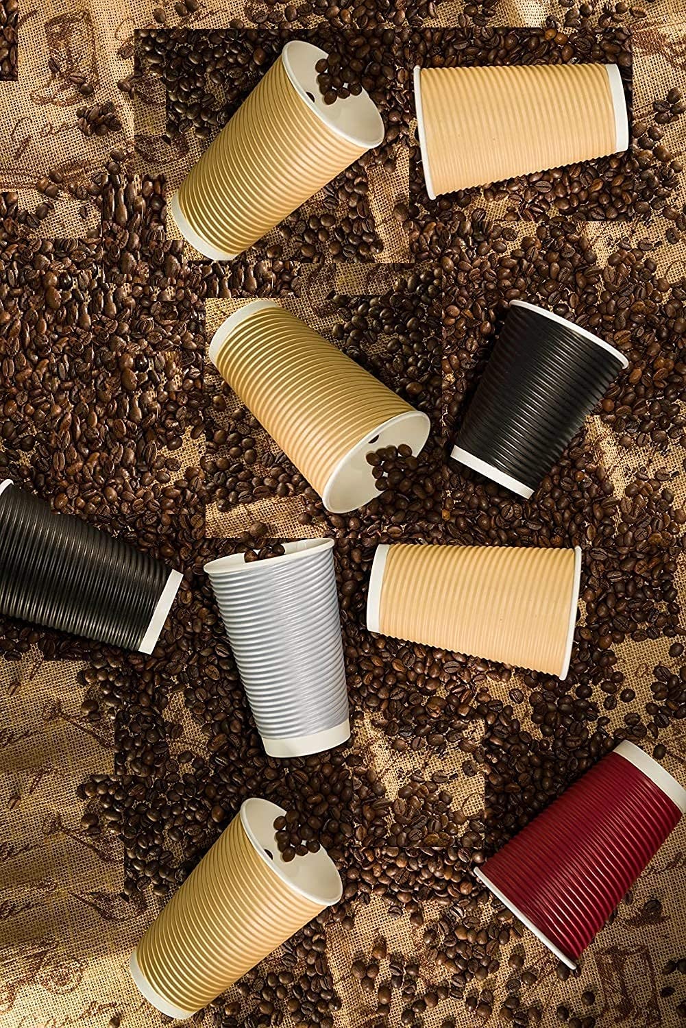 Swastha Hygiene Disposable Ripple Paper Cup For Hot Coffee/Drinks For Party (200 Ml, Brown) Pack Of 50