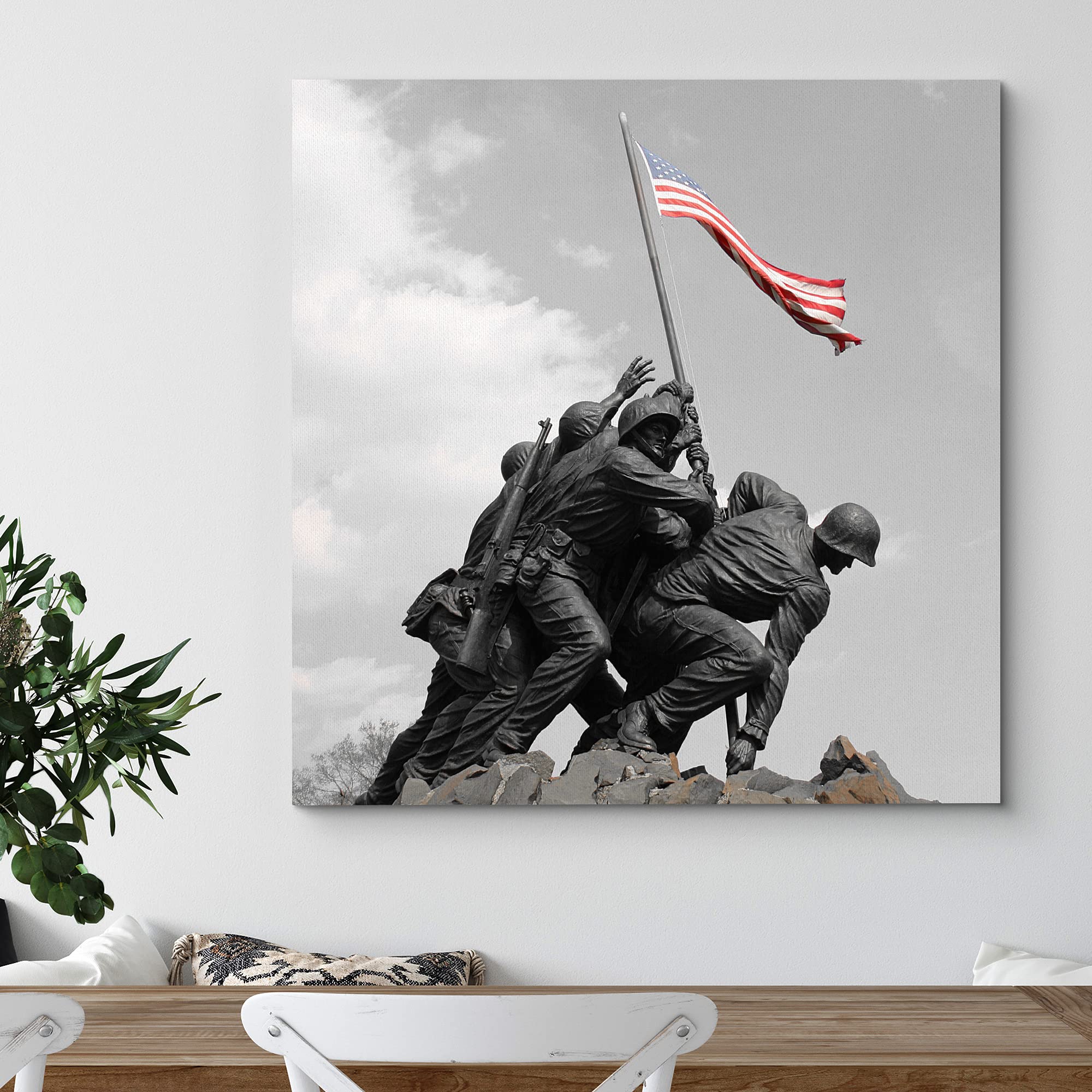 Wall26 Canvas Print Wall Art Raising The American Flag At Iwo Jima Historic Cultural Photography Pop Art Traditional Scenic Colo