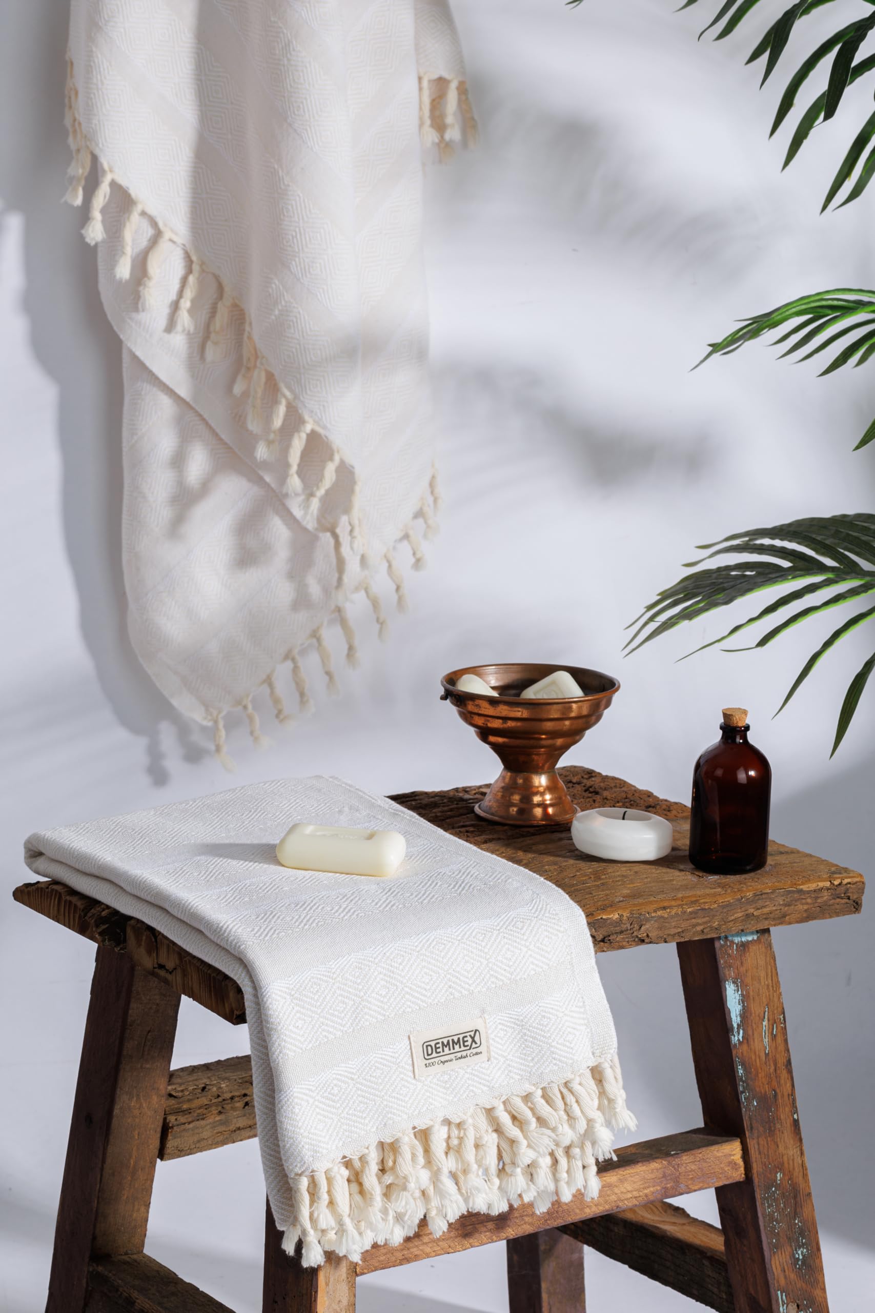 Demmex Certified Organic Turkish Cotton Beach And Bath Towel, Peshtemal Towel Blanket, Prewashed, Diamond Weave, 71X36 Inches (W