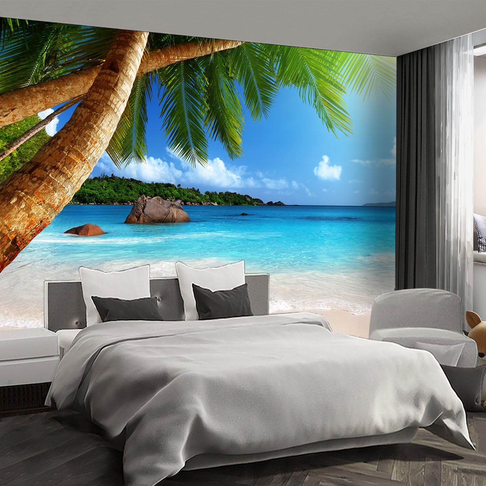 Fightal - Beach wall murals Peel and Stick Wallpaper for Bedroom Living Room - 108x157