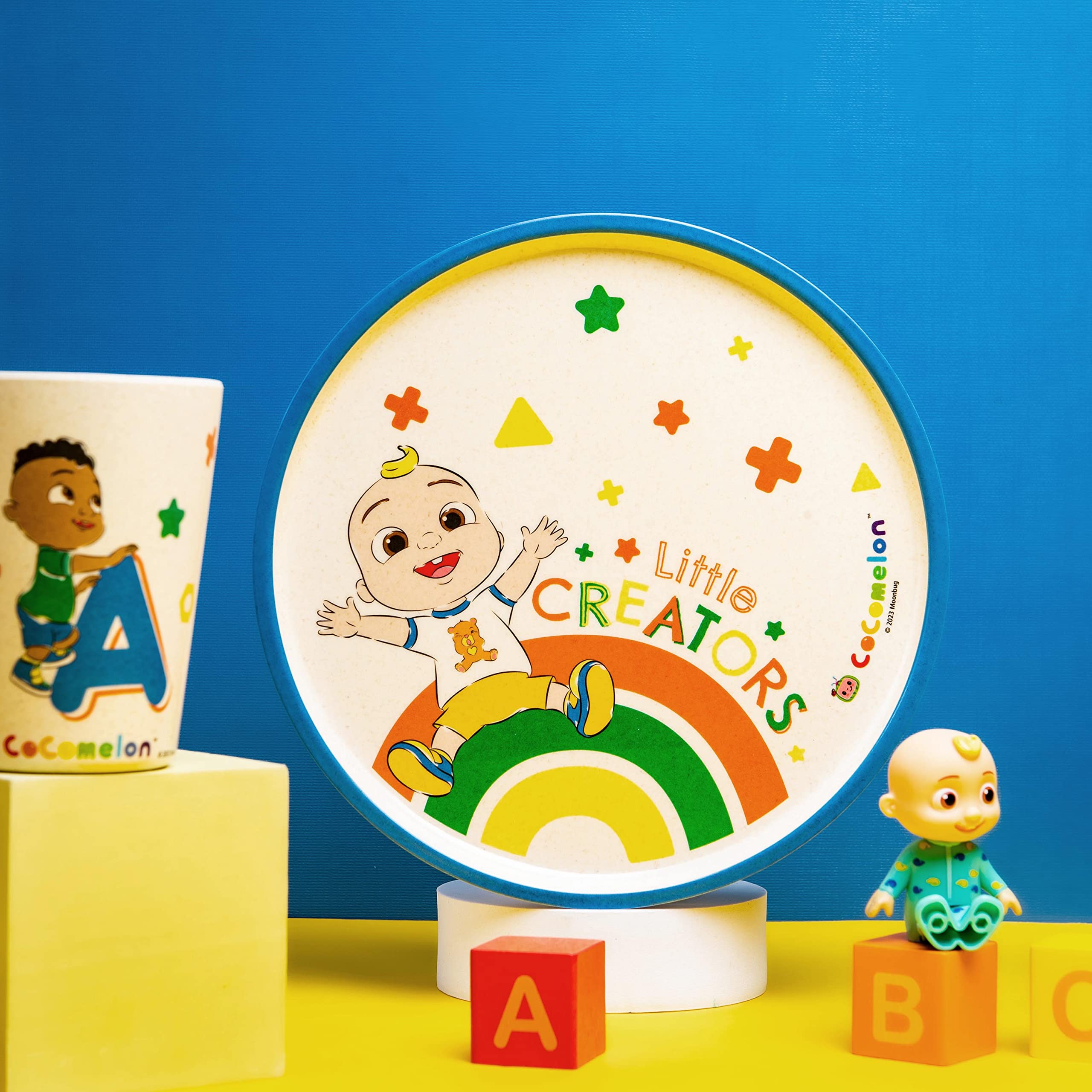 Zak Designs Cocomelon Kids Dinnerware Set 3 Pieces, Durable And Sustainable Melamine Bamboo Plate, Bowl, And Tumbler Are Perfect