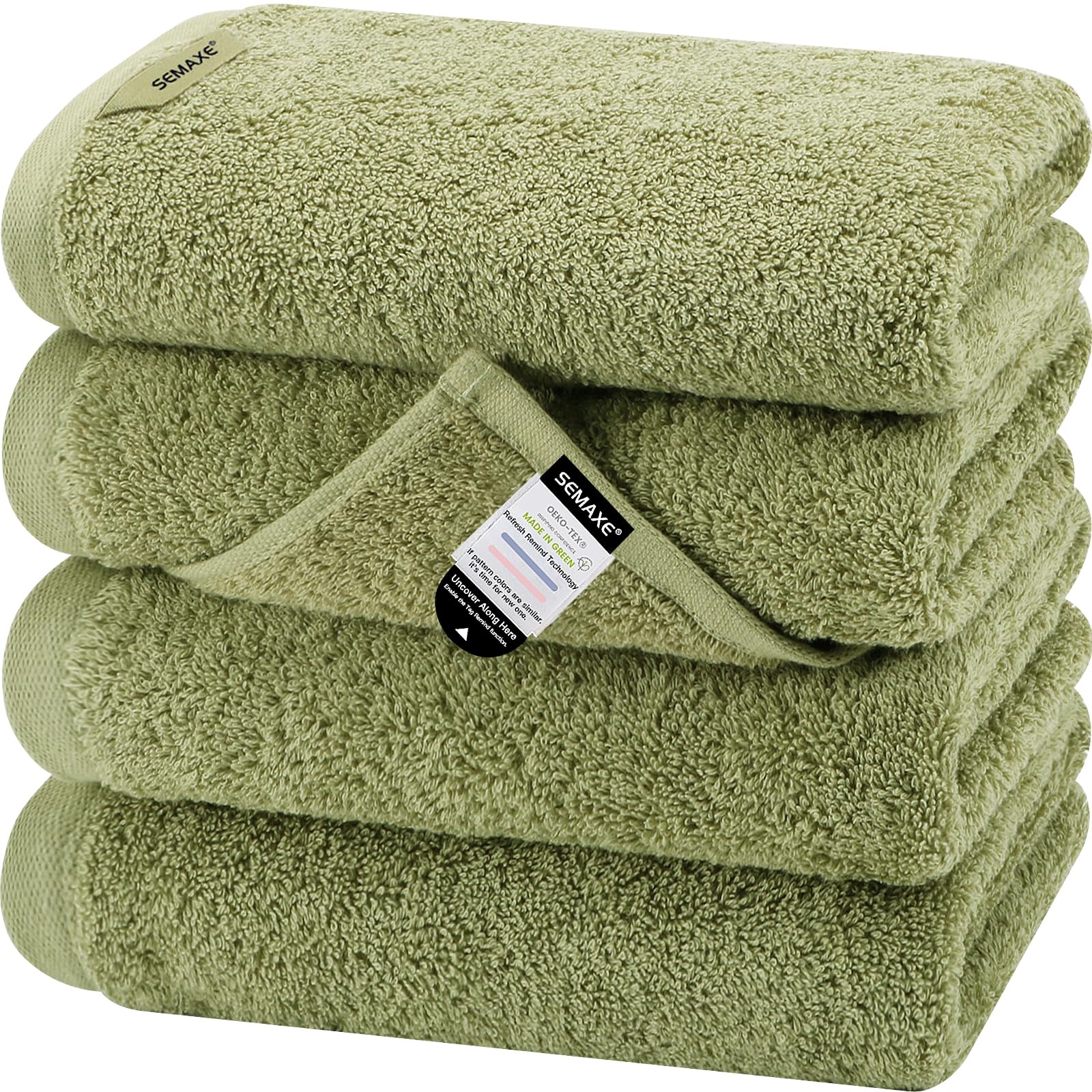 Semaxe Bathroom Hand Towel, 100% Cotton Towels With Hanging Loops, Hotel Spa Quality Highly Absorbent Towel Set Of 4, 27'' L X 1