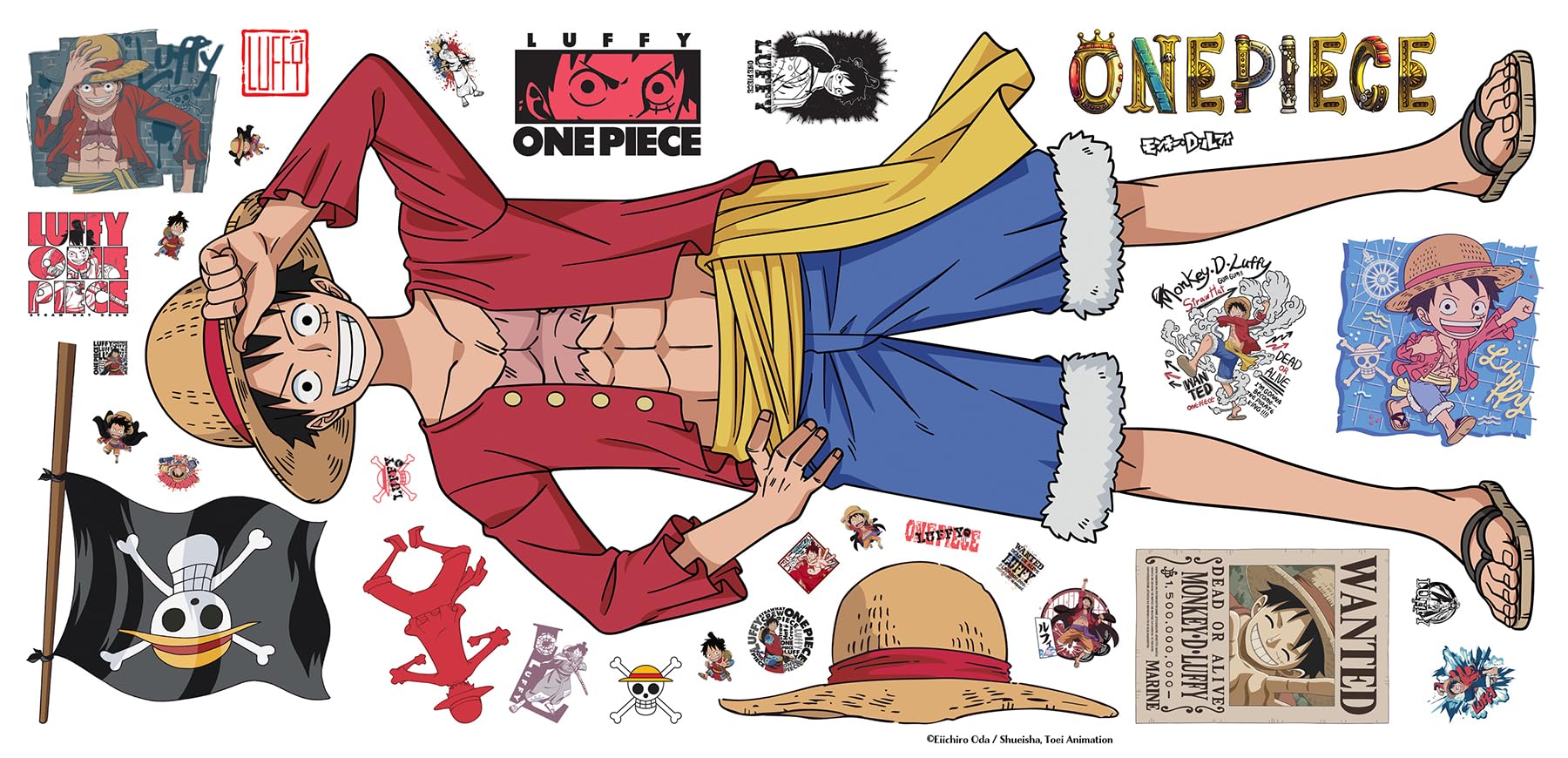 Roommates Rmk5439Gm One Piece Luffy Wall Decal, Red