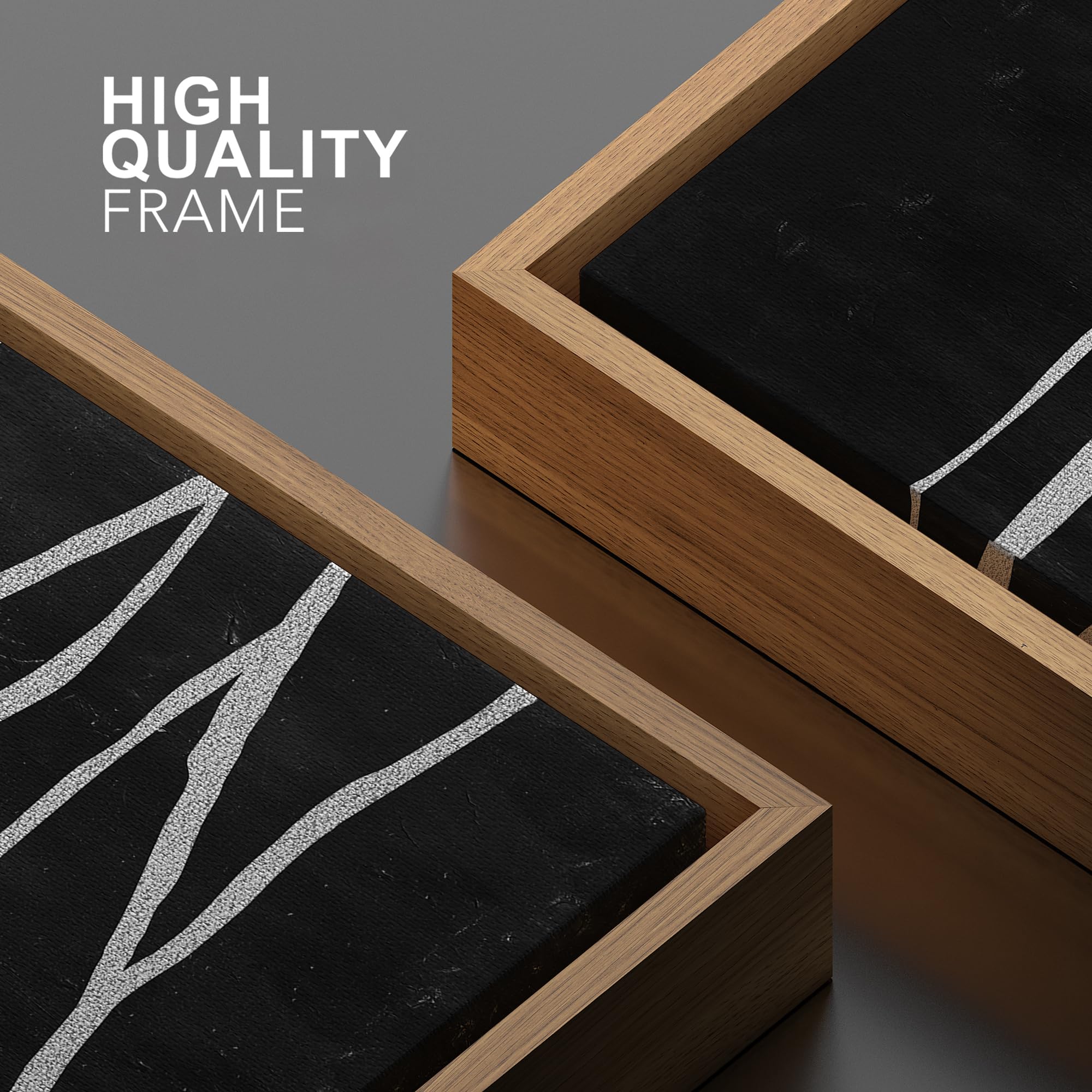 SIGNWIN Framed Canvas Print Wall Art Black and White Dark Line Abstract Mid Century Modern Art Minimalist Geometric Shape for Living Room  Bedroom  Office - 24''x36'' NATURAL