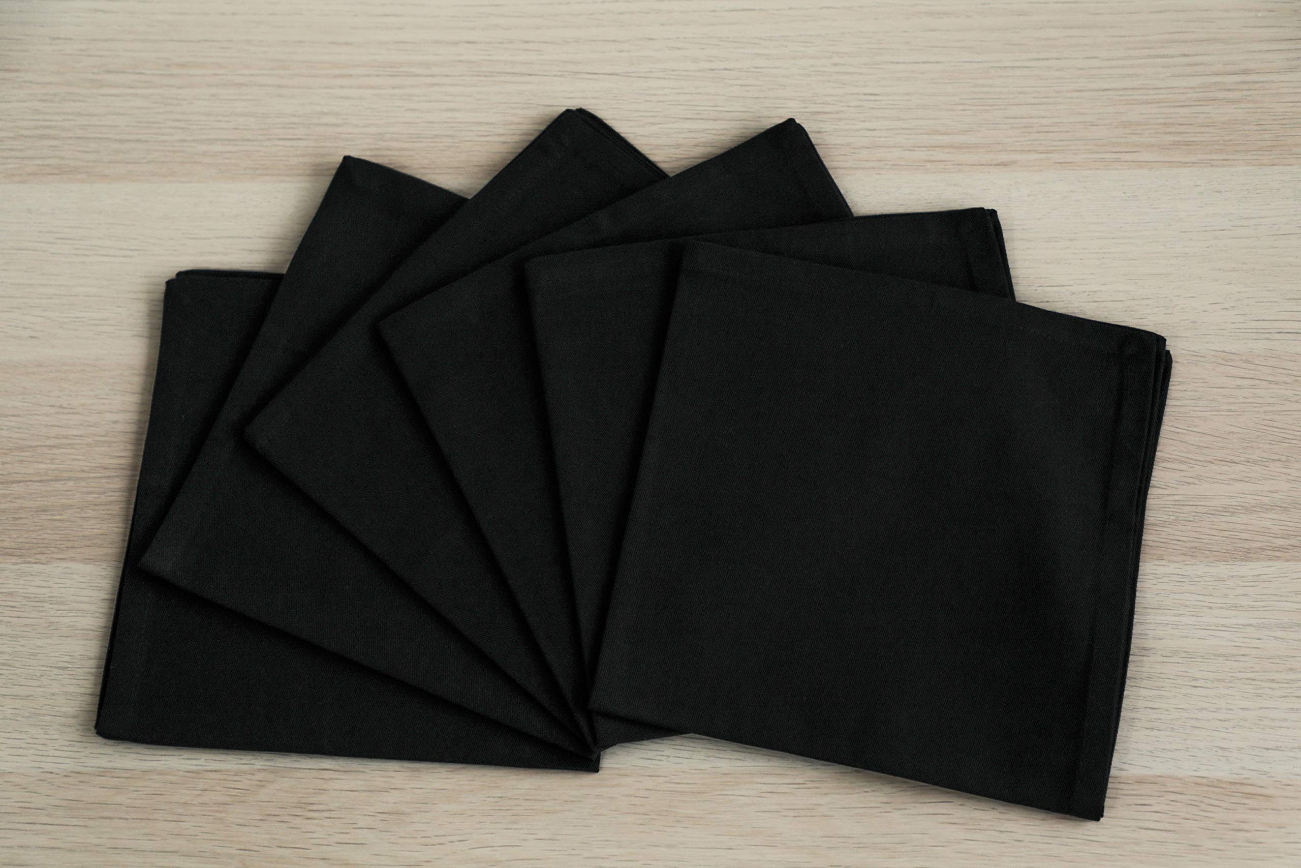 AMOUR INFINI Cotton Napkins | 12 Pack | 18 x 18 Inch | 100% Ring Spun Premium Cotton | Perfect for Restaurants  Events and Dinner Napkins | Highly Absorbent Cloth Napkins | Black