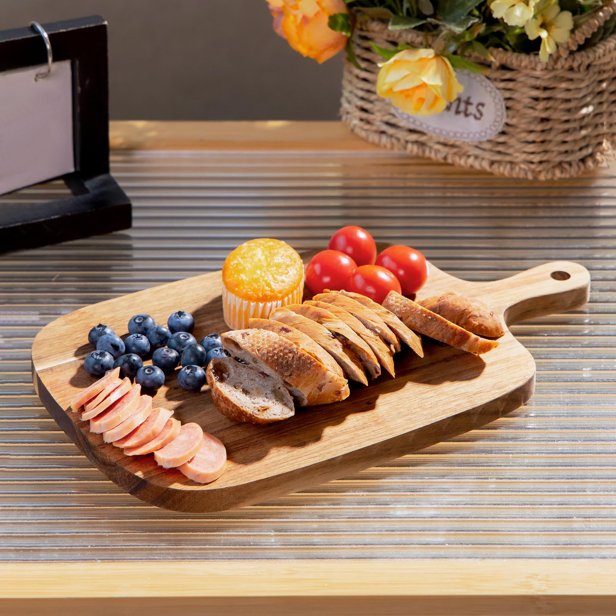 Kitchen Utensils Wooden Cutting Board and Durable Cutting Board with Handles for Meat, Cheese, Bread, Vegetables and Fruits Cutt