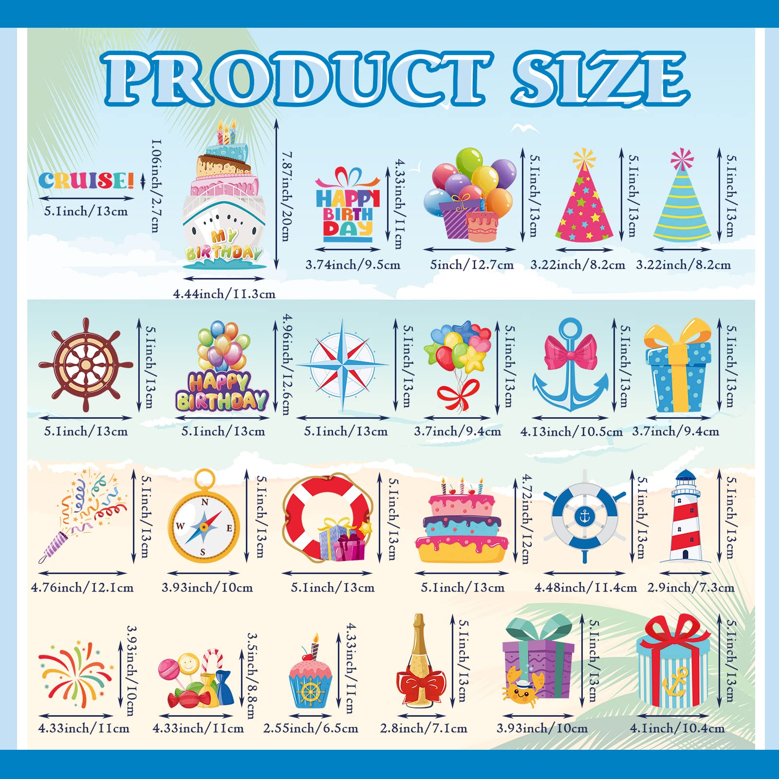 Geyee 24 Pcs Birthday Cruise Door Decorations Funny Cruise Door Magnets Magnetic Birthday Door Decoration Birthday Magnets For C