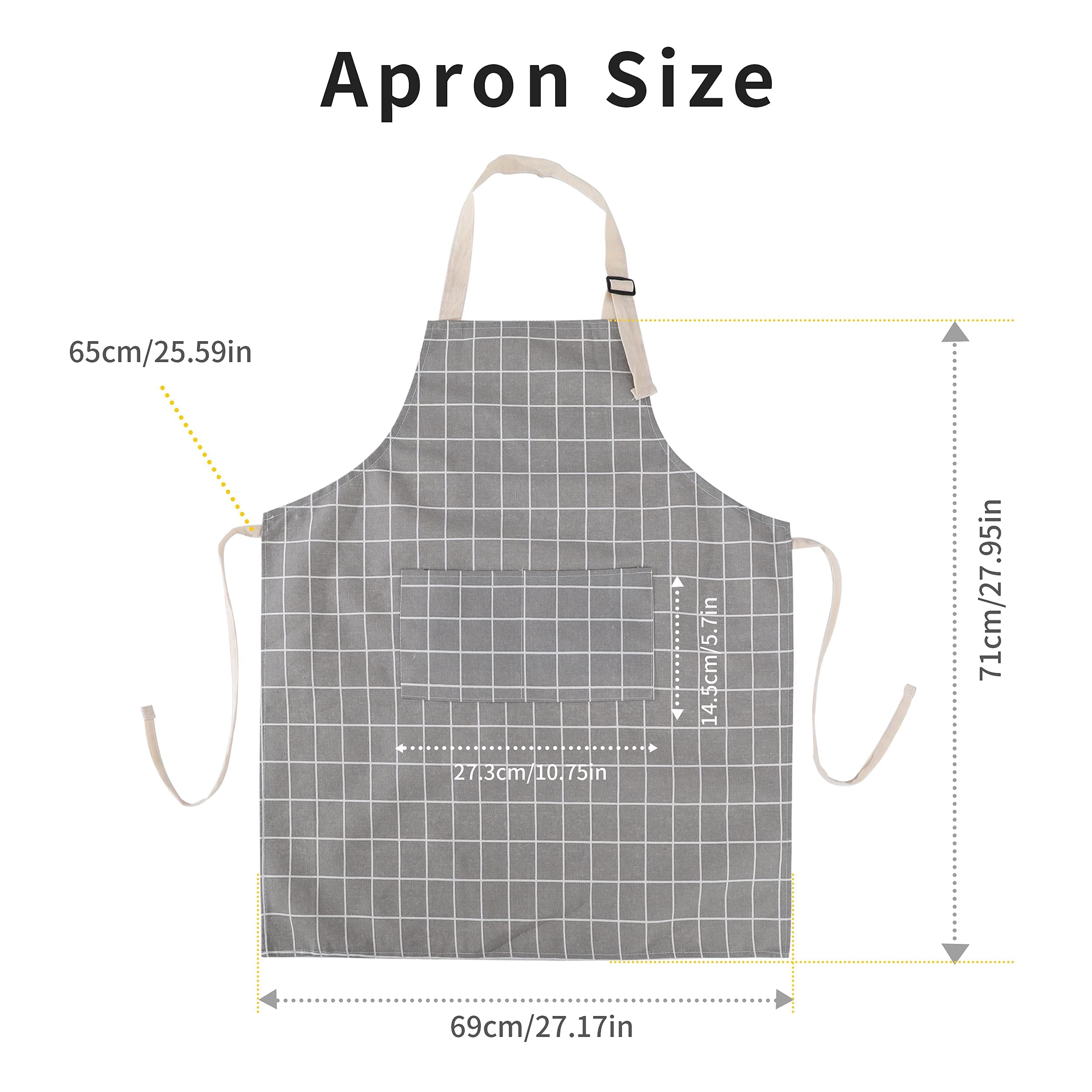 Tosewever 2 Pack Cotton Adjustable Bib Apron For Women, Cooking Kitchen Aprons With Pockets Bbq Drawing, Mom Woman Men Chef (Cot