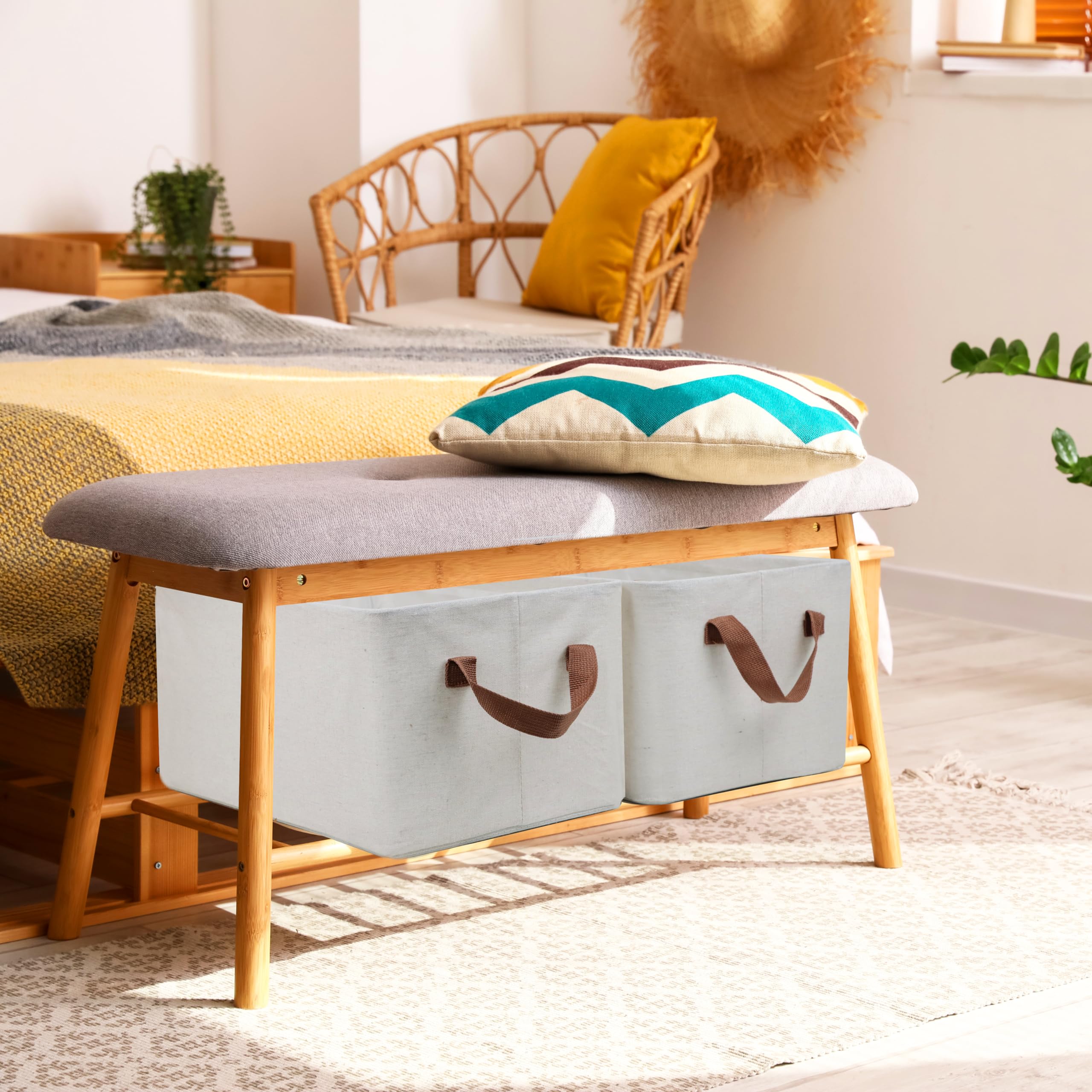 4 Pcs Shelf Baskets Linen Organization Bins, Folding Fabric Storage Basket Bin, Closet Organizers And Storage, Foldable Organize