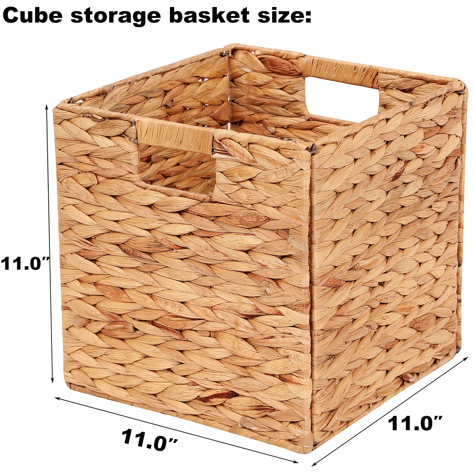 Lyjwoo6D Wicker Storage Cubes Wicker Storage Baskets Rectangular Laundry Organizer Totes For Shelves,Foldable Handwoven Water Hy