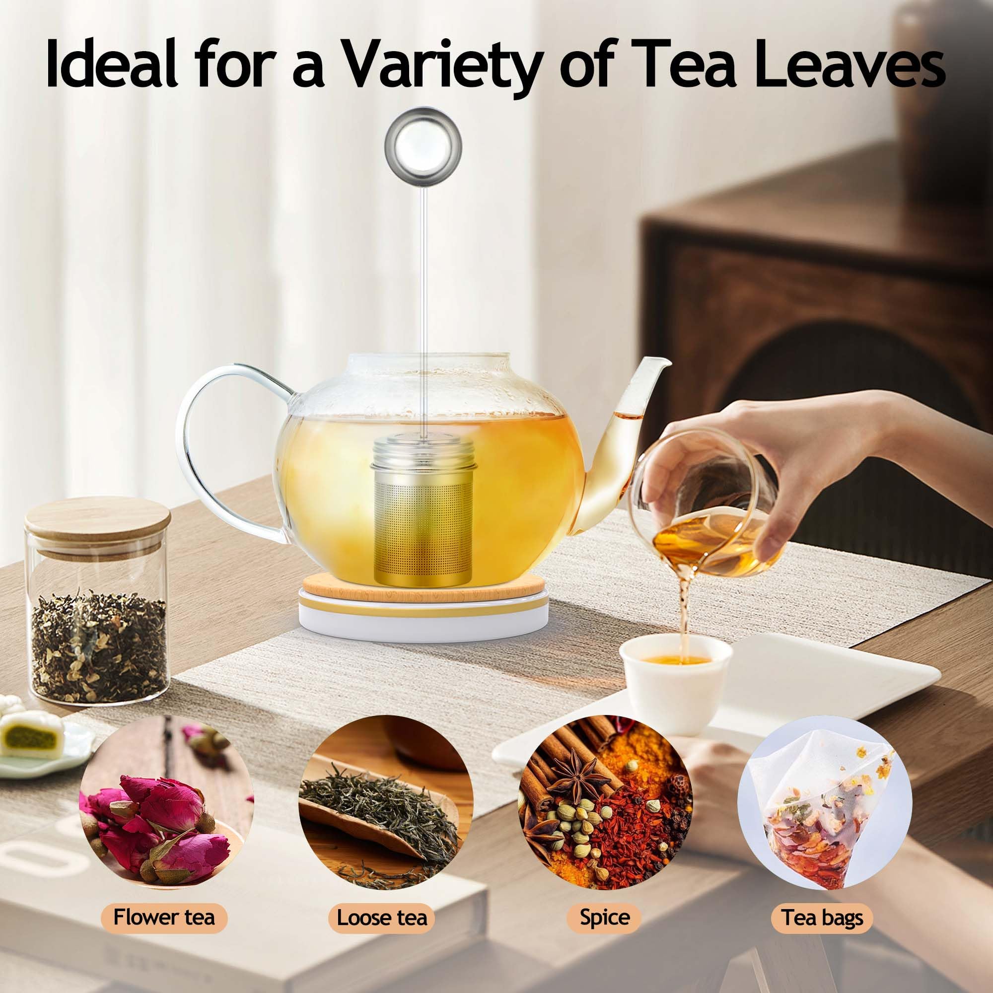 House Again 2 Pack 2 In 1 Tea Infuser For Loose Tea, Ultra Fine Mesh Tea Ball Strainer With Spoon, Updated 304 Stainless Steel,