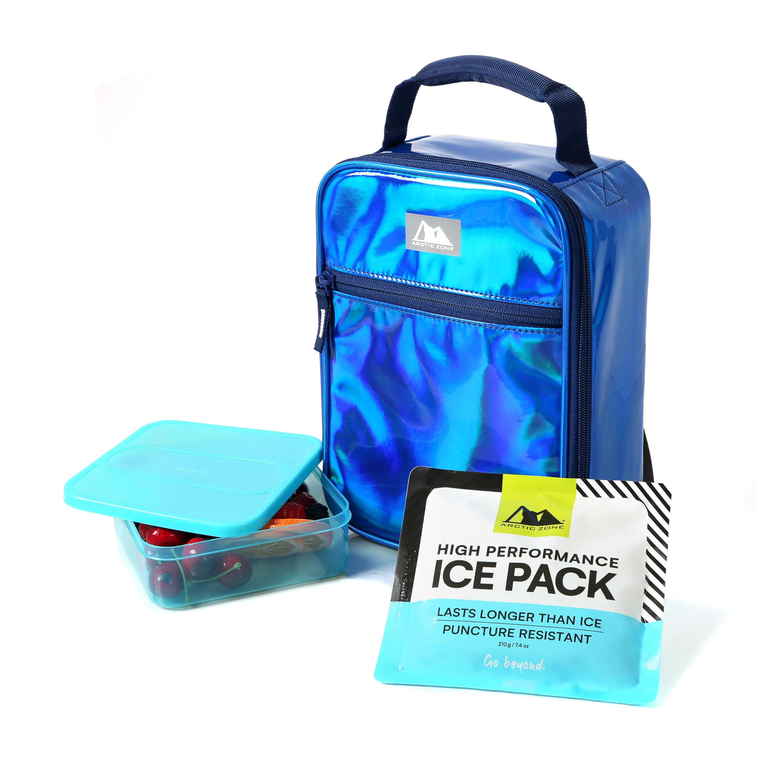 Arctic Zone Chrome Lunch Box Combo With 210G Ice Pack And Sandwich Container, Midnight