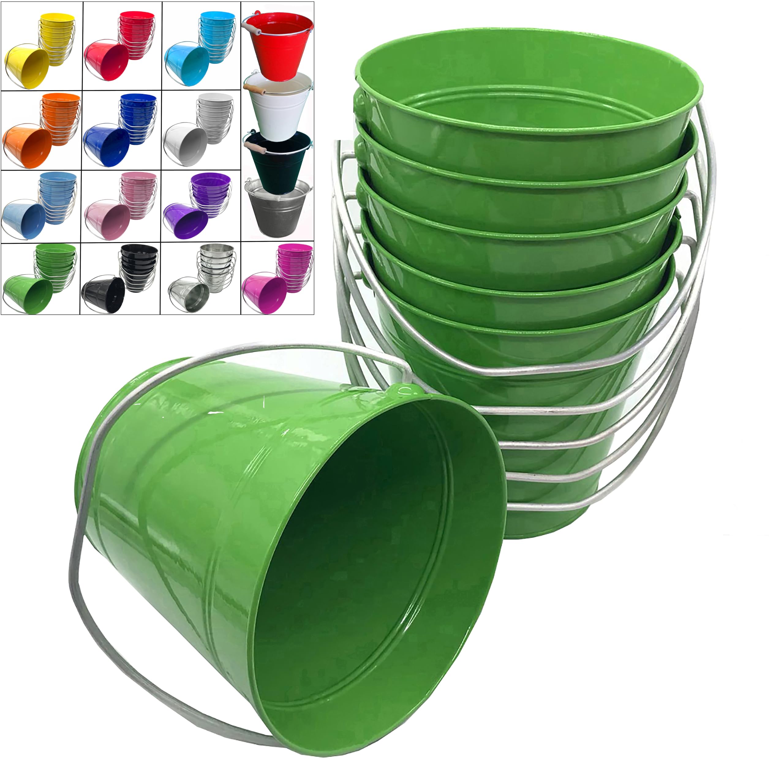 Italia 6 Pack Size 5.6 X 6 H Color Green,Quality Metal Bucket, 1.5 Quart 6-Pack
