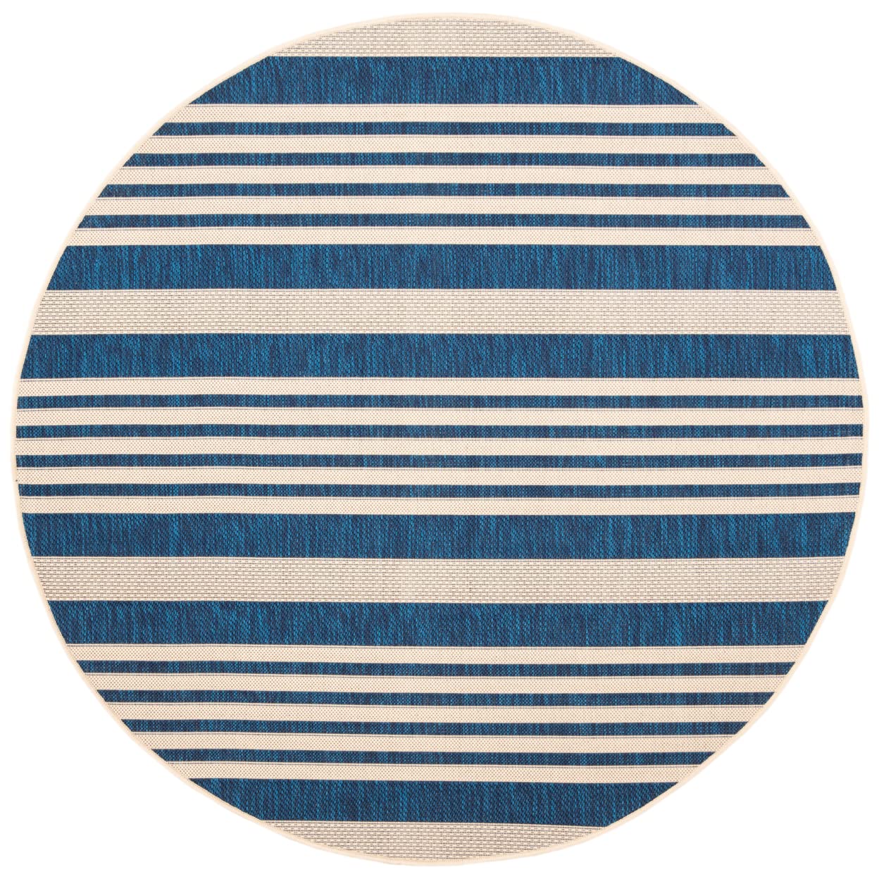 SAFAVIEH Courtyard Collection Area Rug - 53 Round, Navy & Beige, Non-Shedding & Easy Care, Indoor/Outdoor & Washable-Ideal for 