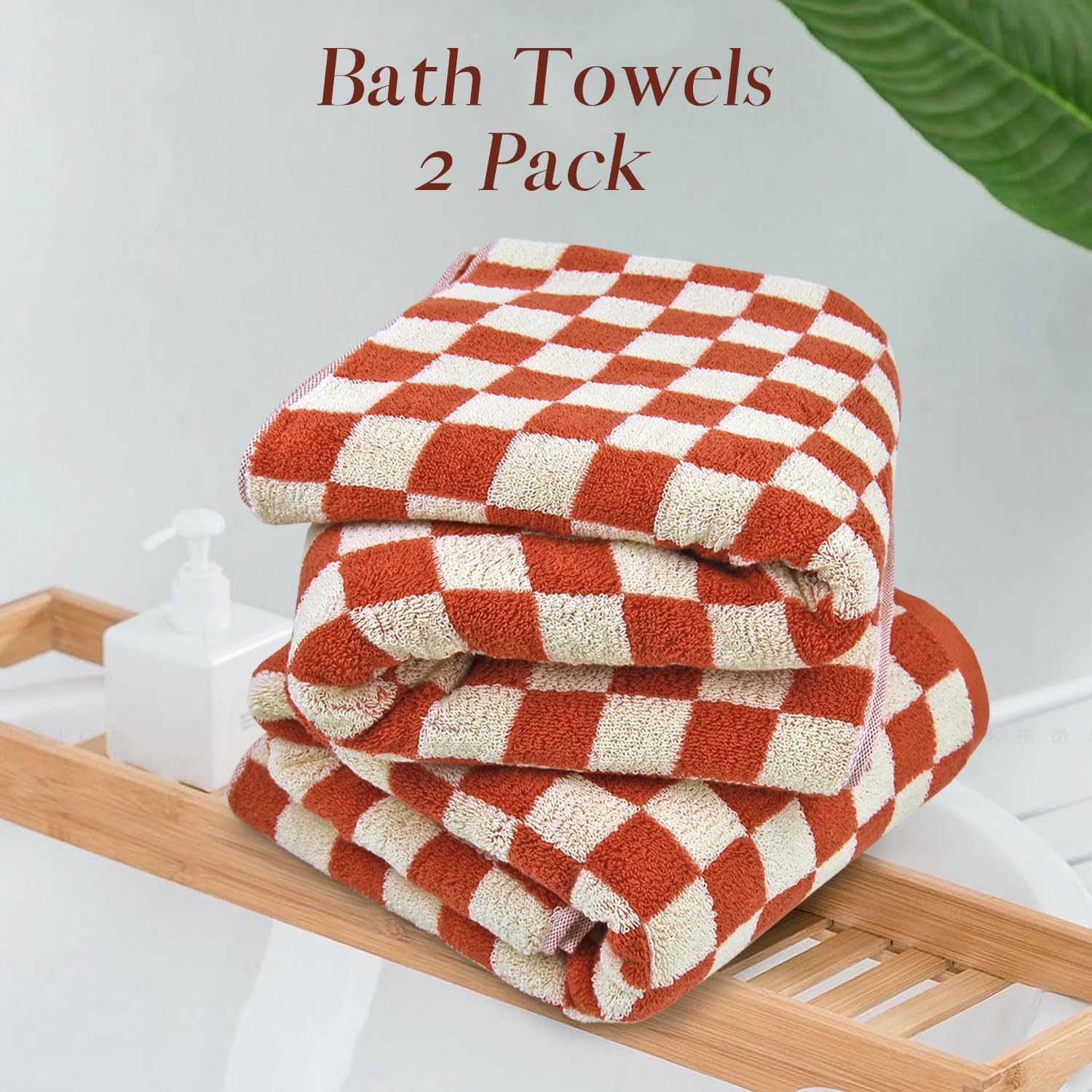 Jacquotha Ultra Soft Bath Towels 2 Pack - Checkered Towels Set - 520 Gsm Cotton Highly Absorbent Towels For Bathroom Shower 55''