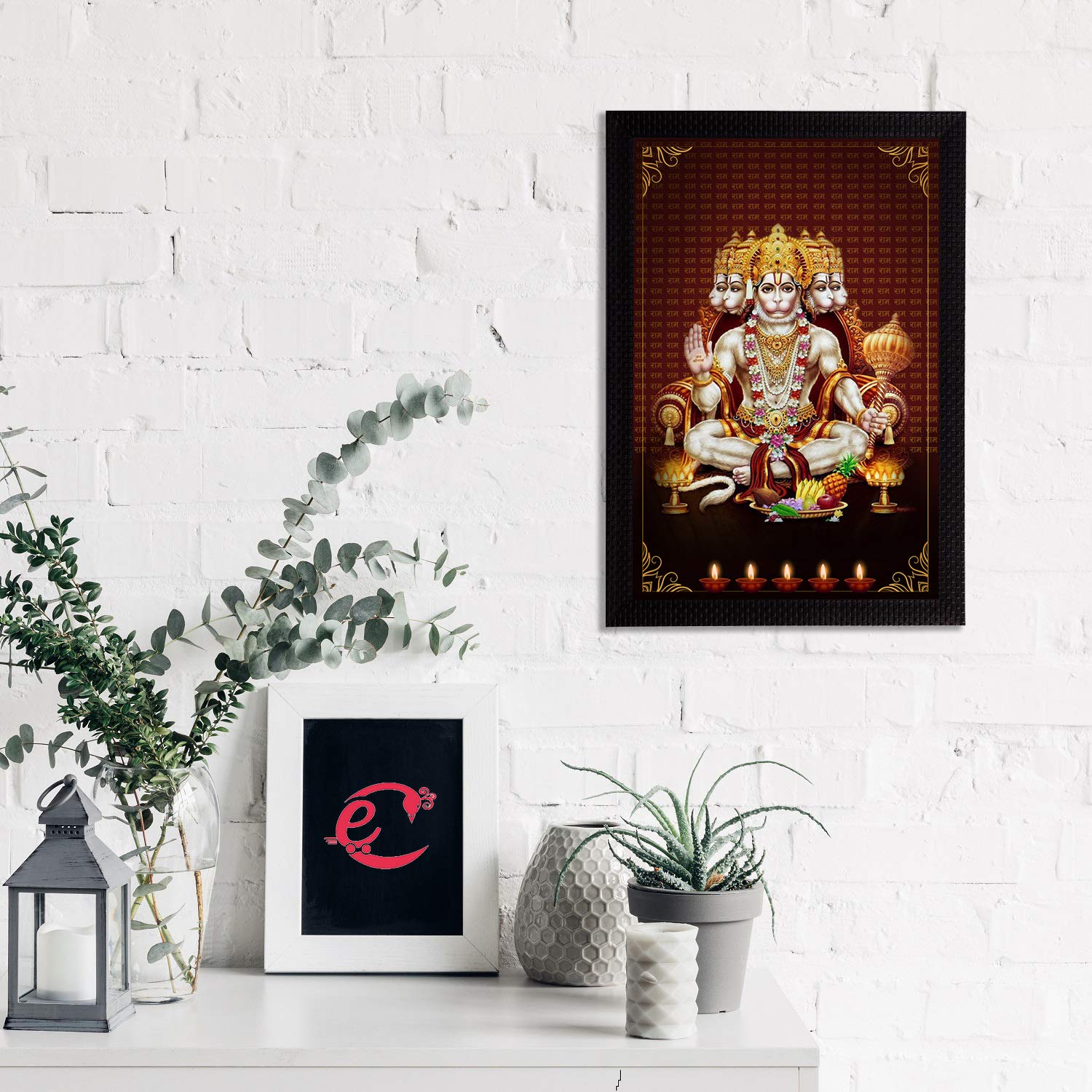 eCraftIndia Panch Mukhi Lord Hanuman Satin Matt Texture UV Art Painting