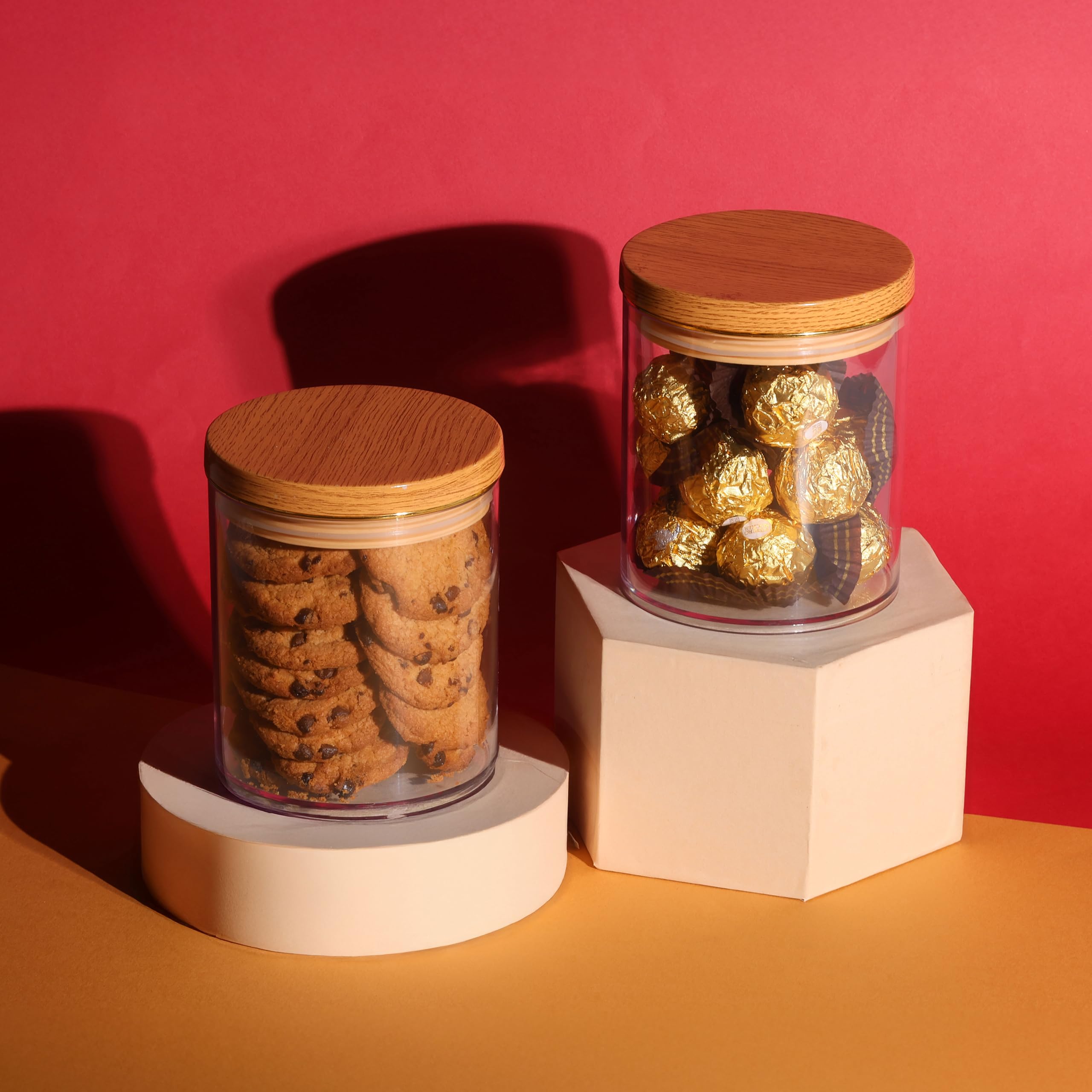 Selvel Wooden Finish Airtight Kitchen Storage Containers  Multiple Sets & Sizes (Lightwood, 800 Ml)