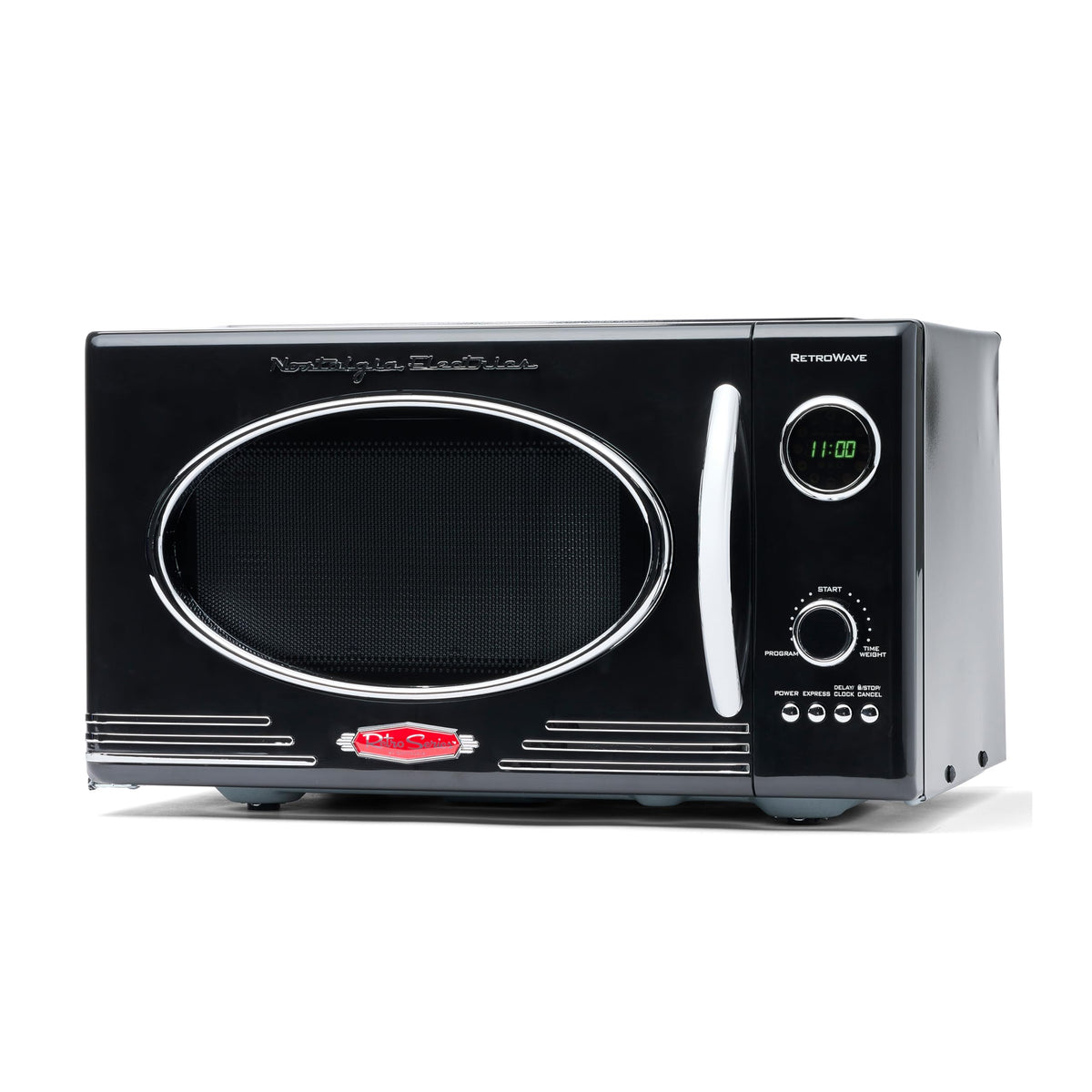Nostalgia Retro Countertop Microwave Oven - Large 800-Watt - 0.9 Cu Ft - 12 Pre-Programmed Cooking Settings - Digital Clock - Ki